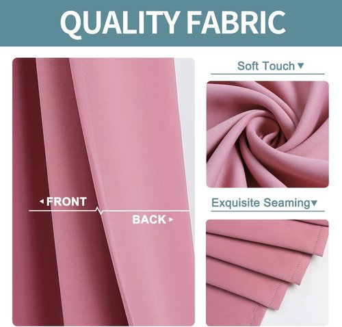 ChrisDowa Blackout Curtains - Extra Wide Thermal Insulated Room Darkening Panels, Pink | 70 x 84 Inch