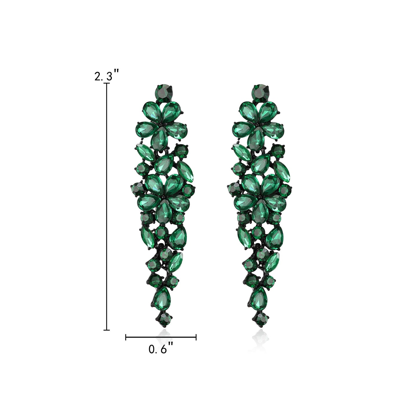 EleQueen Sparkle Marquise Rhinestone Crystal Statement Dangle Earrings for Women, Black-Tone Black Crystals Art Deco Prom Chandelier Jewelry for Wedding Bridal