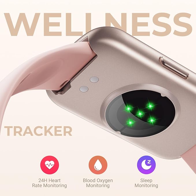 Health Fitness Tracker Smart Watch with 24/7 Heart Rate, Blood Oxygen, Sleep Tracker, Pedometer, 3 Colorful Bands & 3ATM Waterproof Activity Tracker with Step Calorie Counter, Bubble Pink