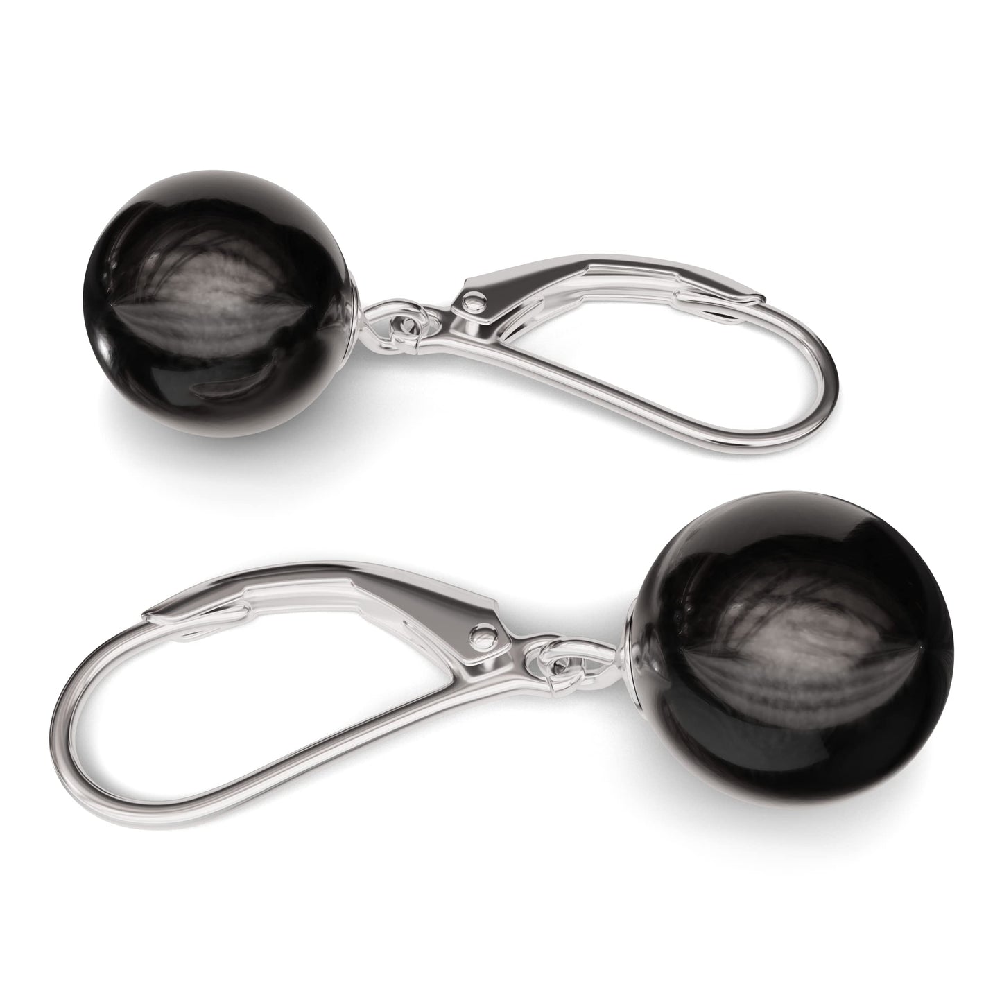 Lova Jewelry Pearl Drop Earrings Leverback Hoop Earrings for Women (Black)