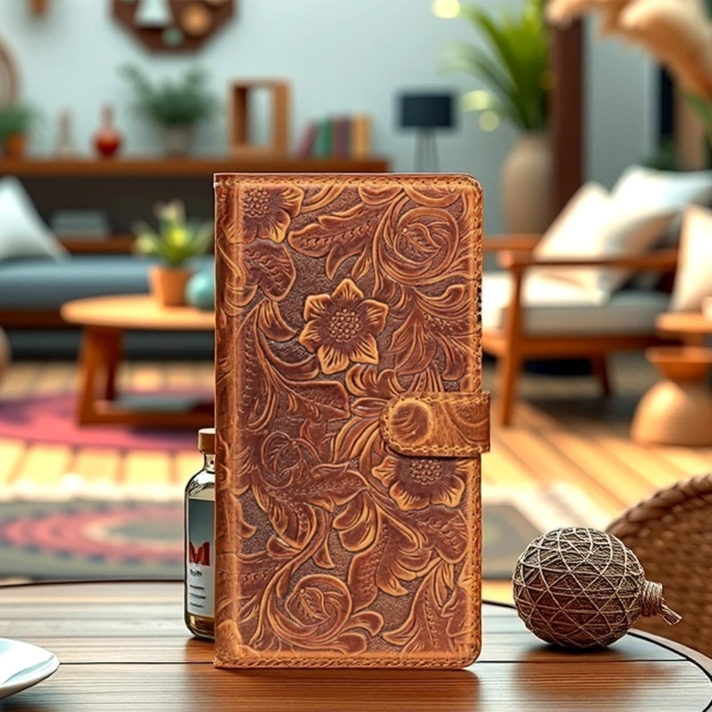 RMAWRAD Leather Case Wallet Compatible with Samsung Galaxy S23 Ultra,Genuine Leather2-in-1Magnetic Detachable Shockproof,Flip Folio Cover with Card Slot, RFID Blocking Brown