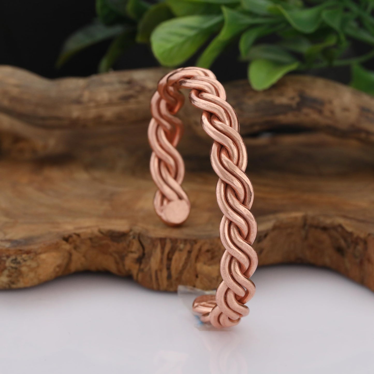 tunarts Handmade Elegant Copper Bracelet for Women and Men-Pure Copper Bracelet for Pain Relief-Adjustable,Thickest,Twisted Copper Wire Bracelet (red helix-small)