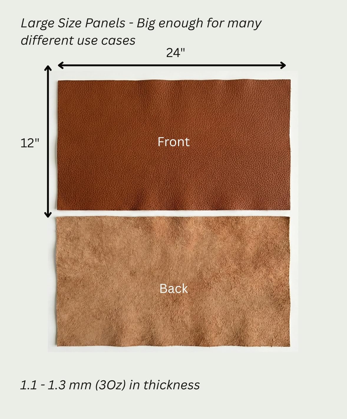 12'' x 24'' Genuine Full Grain Cowhide Leather Sheet — Soft Leather for Upholstery Repair, Handbags, Wallets, Sewing, Crafts, & DIY Projects — 1.1-1.3mm (3oz) Pre-Cut (Cognac Brown, 1 Piece)