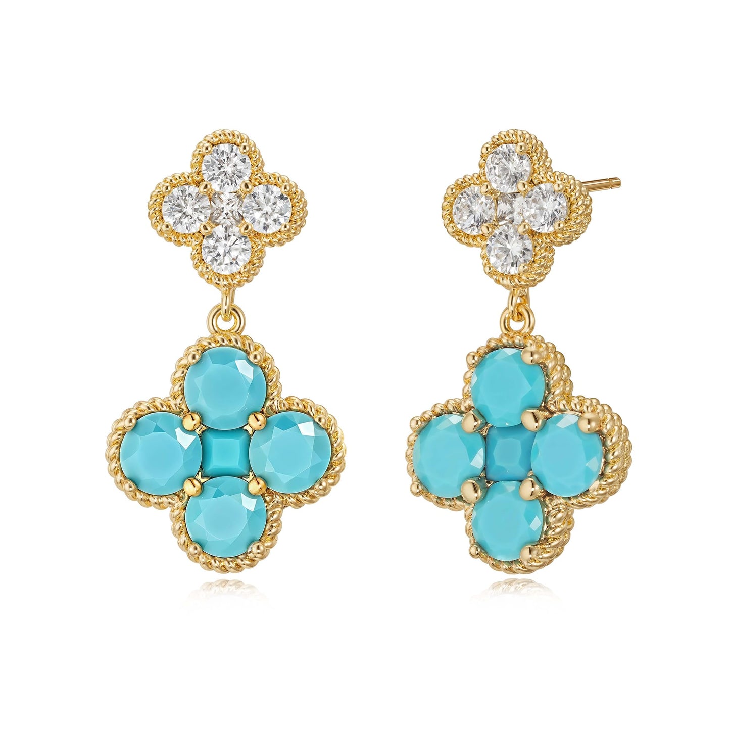 MTMY Dangle Earrings for Women 14K Gold Plated Four Leaf Clover Dangling Drop Birthstone Stud Earrings Trendy Flower Birthstone Jewelry Birthday Gifts(December)