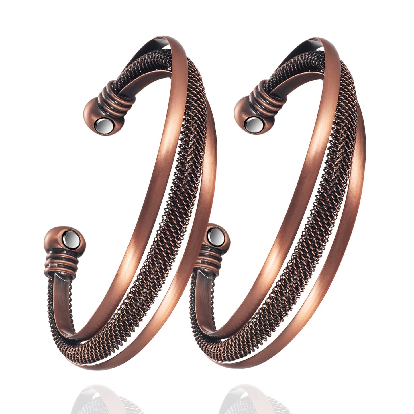 EnerMagiX Copper Bracelets for Women, 99.9% Retro Pure Copper Set Magnetic Bracelets, Fashion Healthy Jewelry (2023)