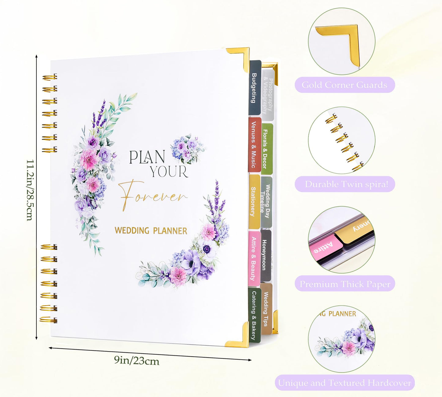 BEKESIN Wedding Planner Book and Organizer for Bride - 184 Pages Wedding Planning Book with Guest Lists, Checklists, Calendars and Pockets, Engagement Gift for Bride to Be and Couples