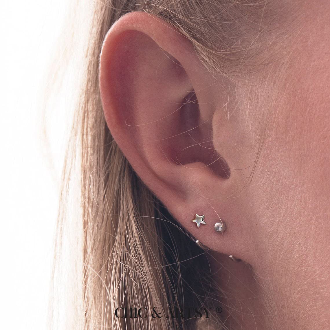 4mm Half Hoop Earrings Set 925 Sterling Silver Ball Huggies Hoop Earrings for Women 2 Pairs Little Ball Hug Hoop Earrings Double Pierced Hugger Hoop Earring Set