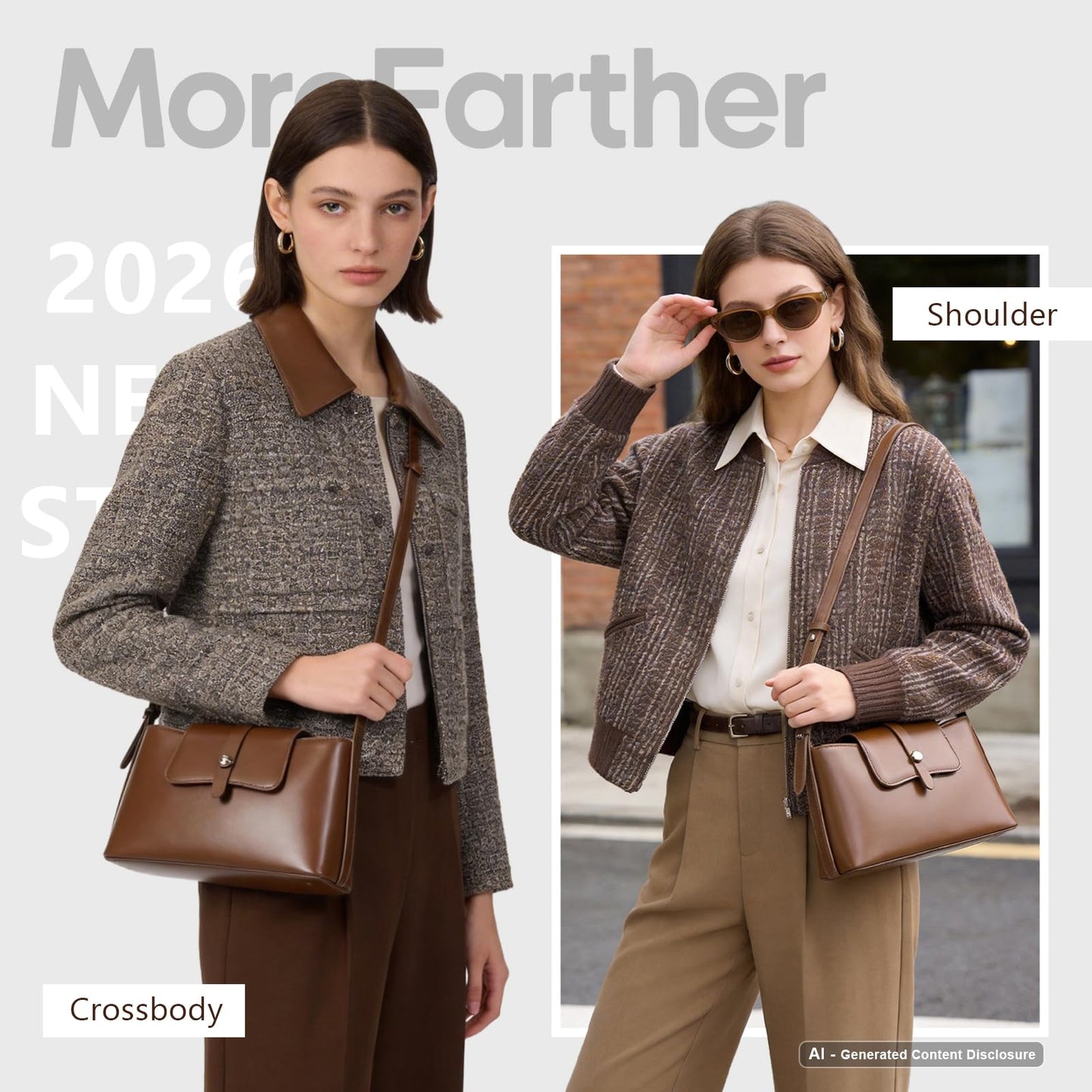 MoreFarther Leather Shoulder Bag, Small Crossbody Bags for Women Cute Handbags with Adjustable Strap Black