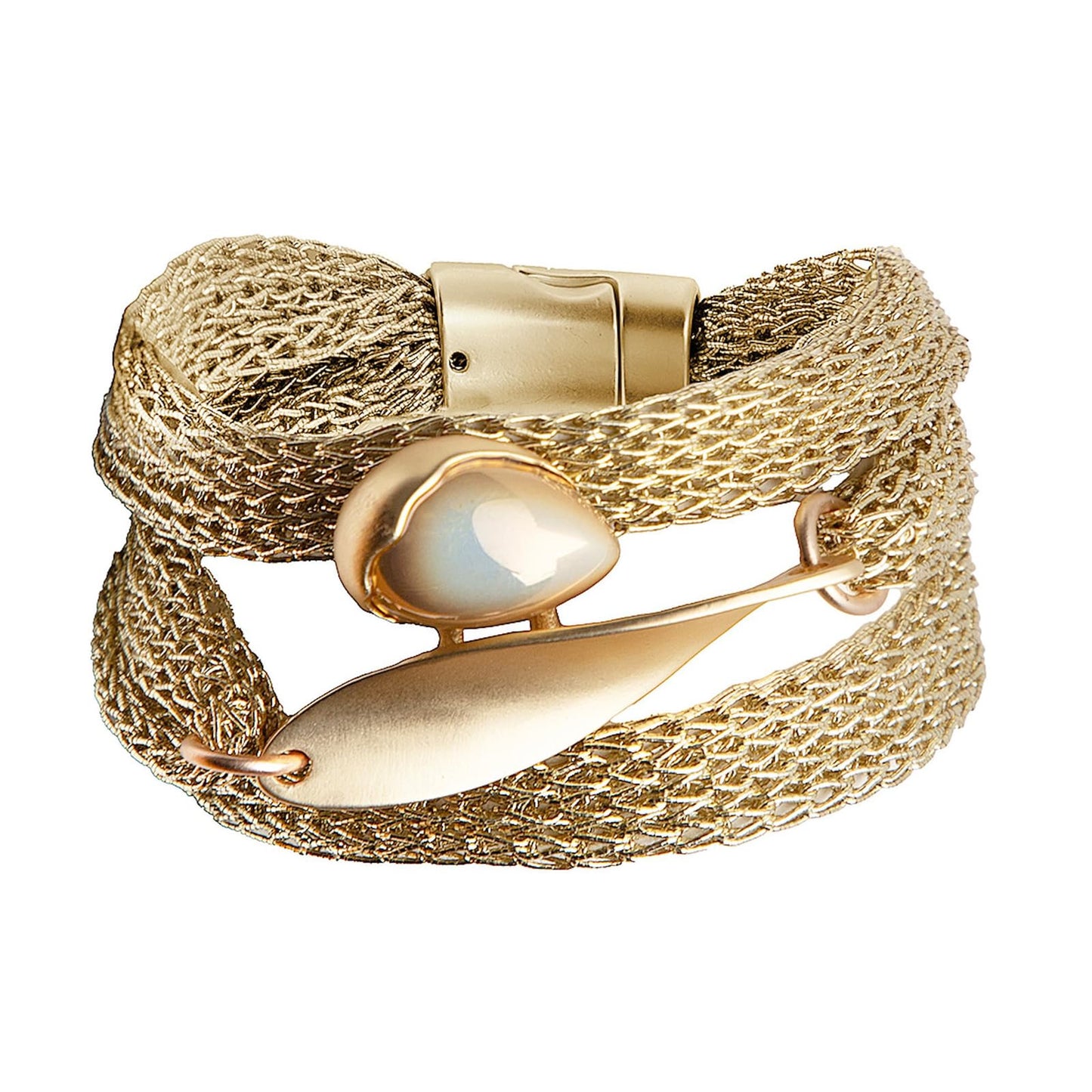 YKKZART Gold Bracelet Mesh Wisted Orb Bracelet Light Shine Multi Chain Statement Bracelet for Women Christmas Gifts