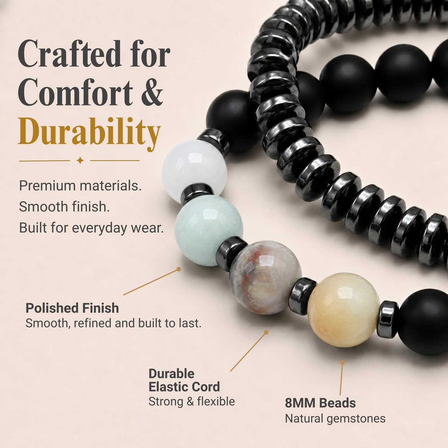 WestLuna Magnetic Hematite Bracelets for Women Men, Adjustable Amazonite Black Obsidian Natural Stone Beaded Bracelets, Slimming Crystal Chakra Energy Bracelet Gift (Amazonite, Small)