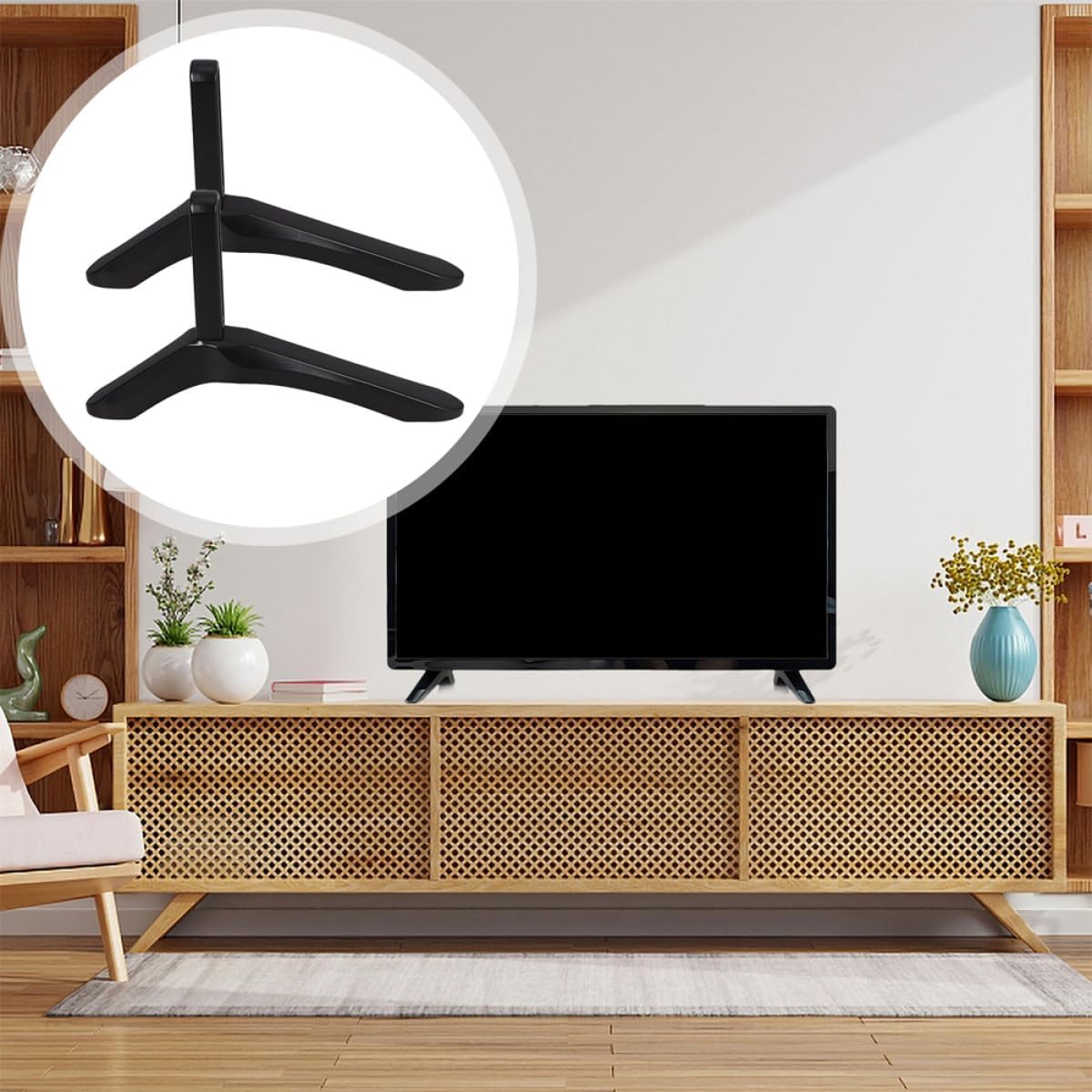 MOLUCKFU TV Stand Tabletop Mount with Aluminum Alloy Legs No-Drill Heavy Duty TV Base Support for Living Room