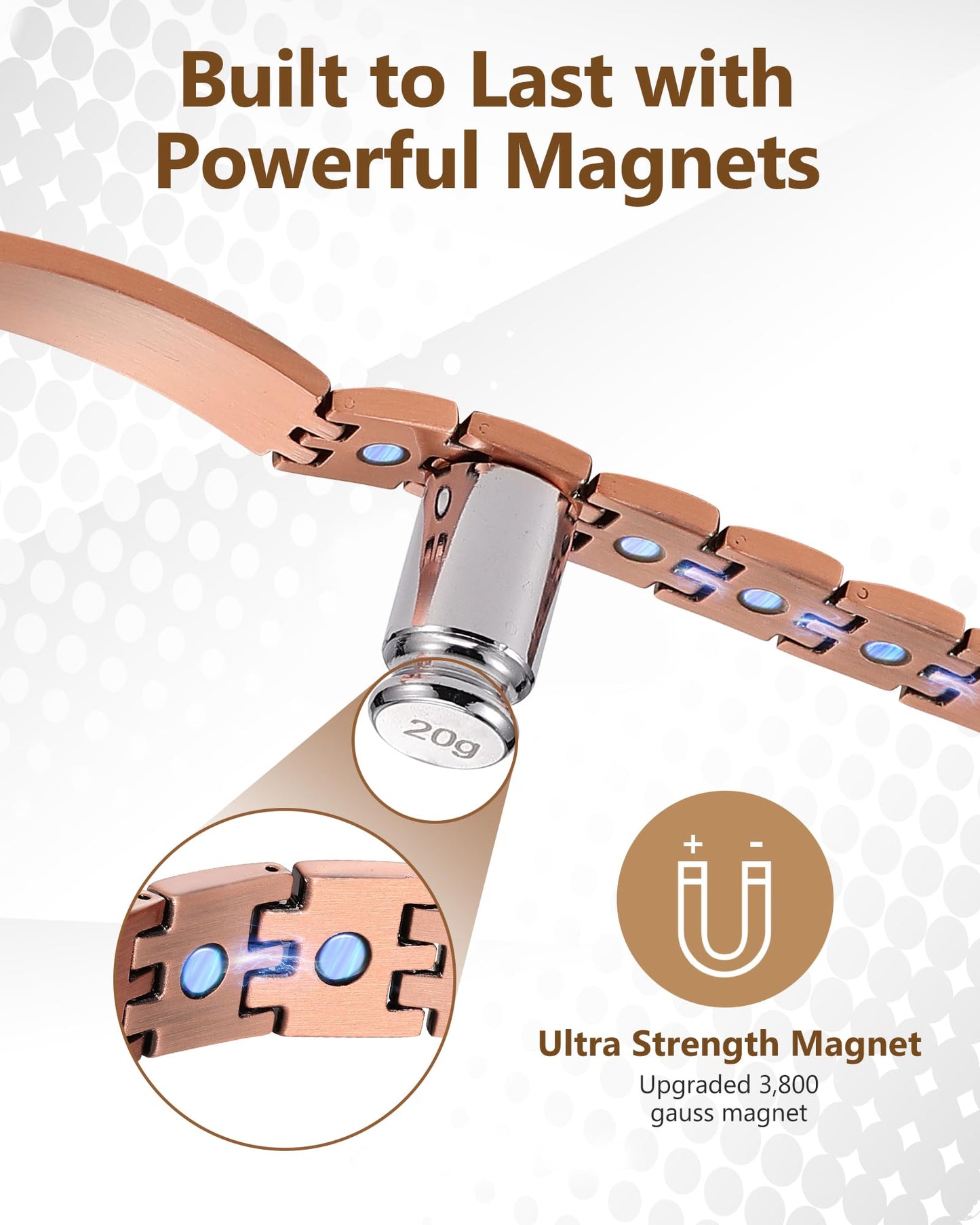 Feraco Copper Cross Bracelet for Men,Magnetic Therapy Cooper Bracelets with Magnets, Men's 99.99% Pure Copper Jewelry