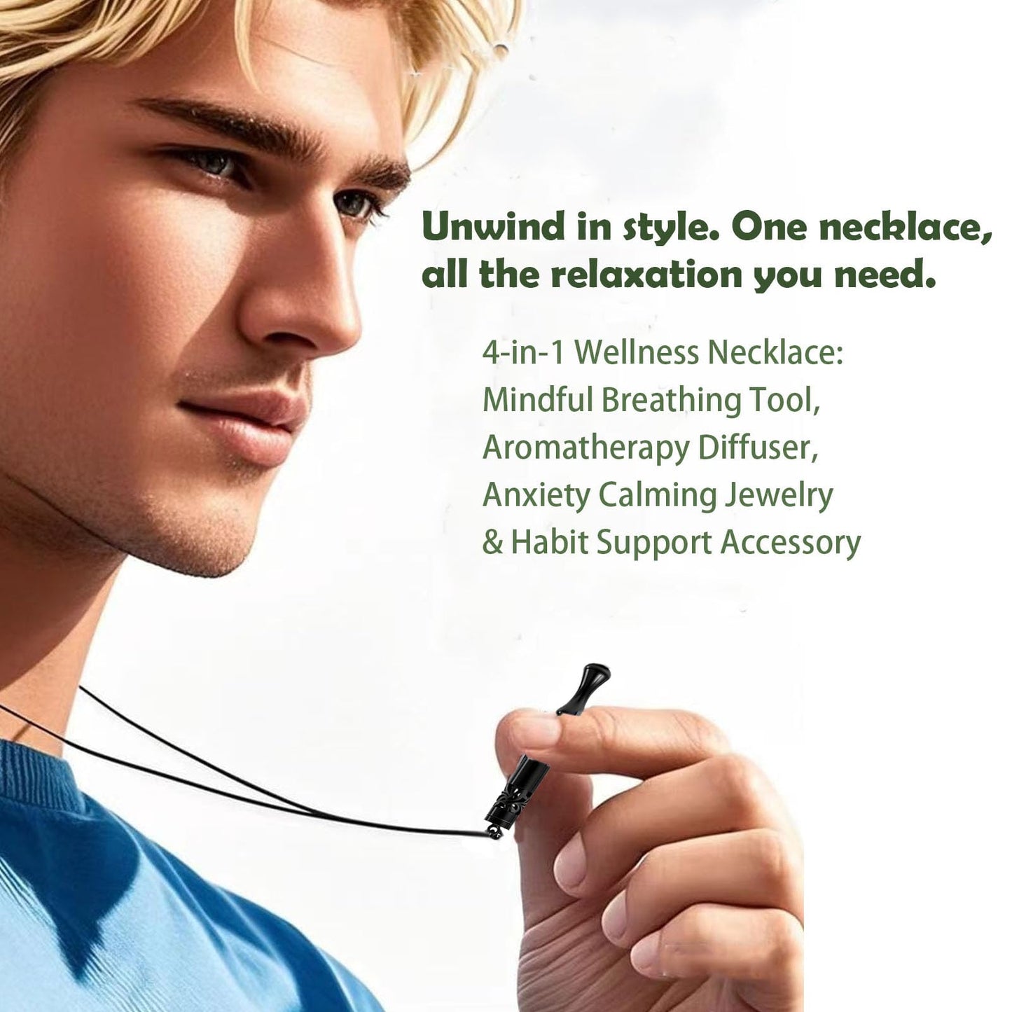 phaxud Stainless Steel Mindfulness Breathing Necklace & Essential Oil Diffuser for Women Men 2-in-1 Breathe Free Necklace Tool for Inner Balance, Relaxation and Meditation (Gold)