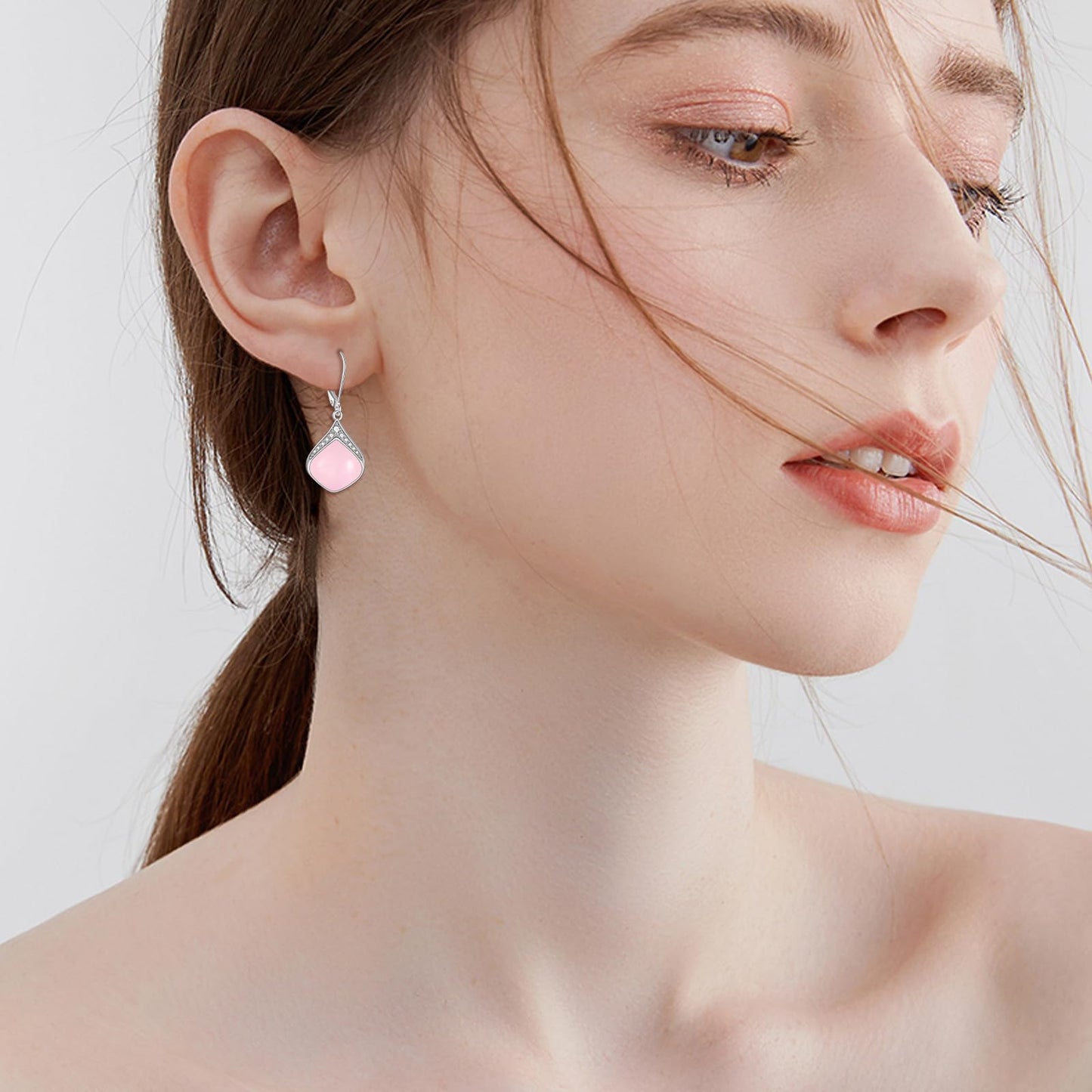 Pink Teardrop Earrings for Women Sterling Silver Cubic Zirconia Teardrop Drop cubic Zirconia Dangle Earrings Jewelry Christmas Gifts for Women
