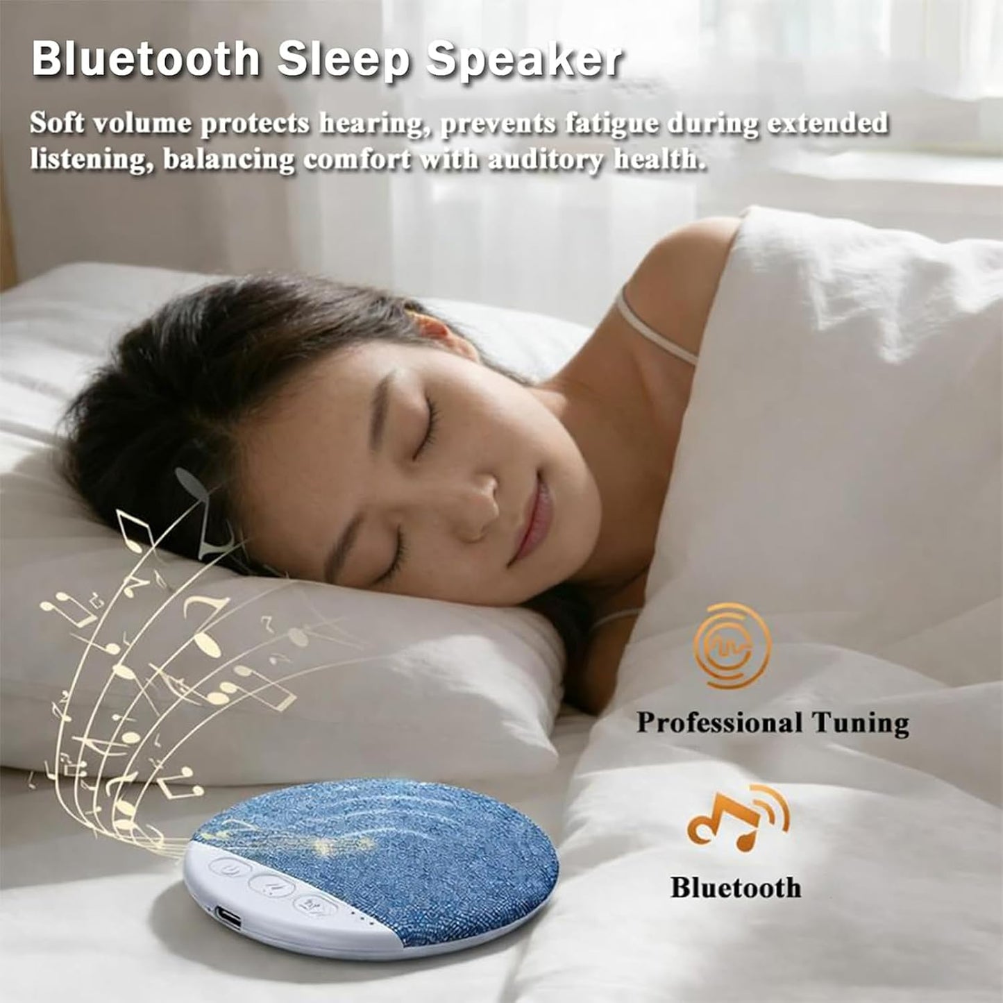 Siezrk (Mix-3) Bluetooth Pillow Speaker, Ultra-Thin Bluetooth Sleep Aid Speaker with Timer, Private Sleep Headphones