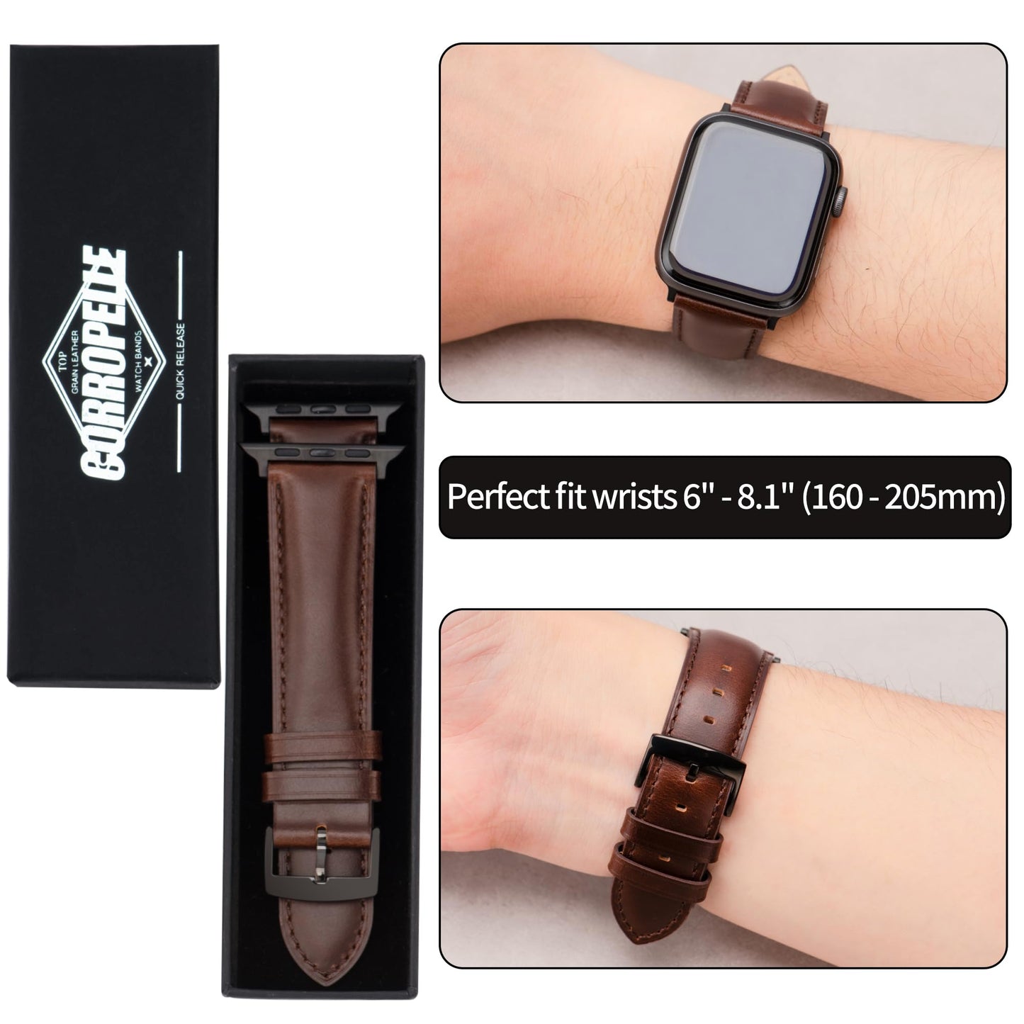 CORROPELLE Leather Watch Bands Compatible with Apple Watch 49mm 46mm 45mm 44mm 42mm, Top Grain Genuine Leather Straps Replacement Band for iWatch Series 11 10 9 8 7 6 5 4 3 2 1 SE3/2/1 Ultra3/2/1