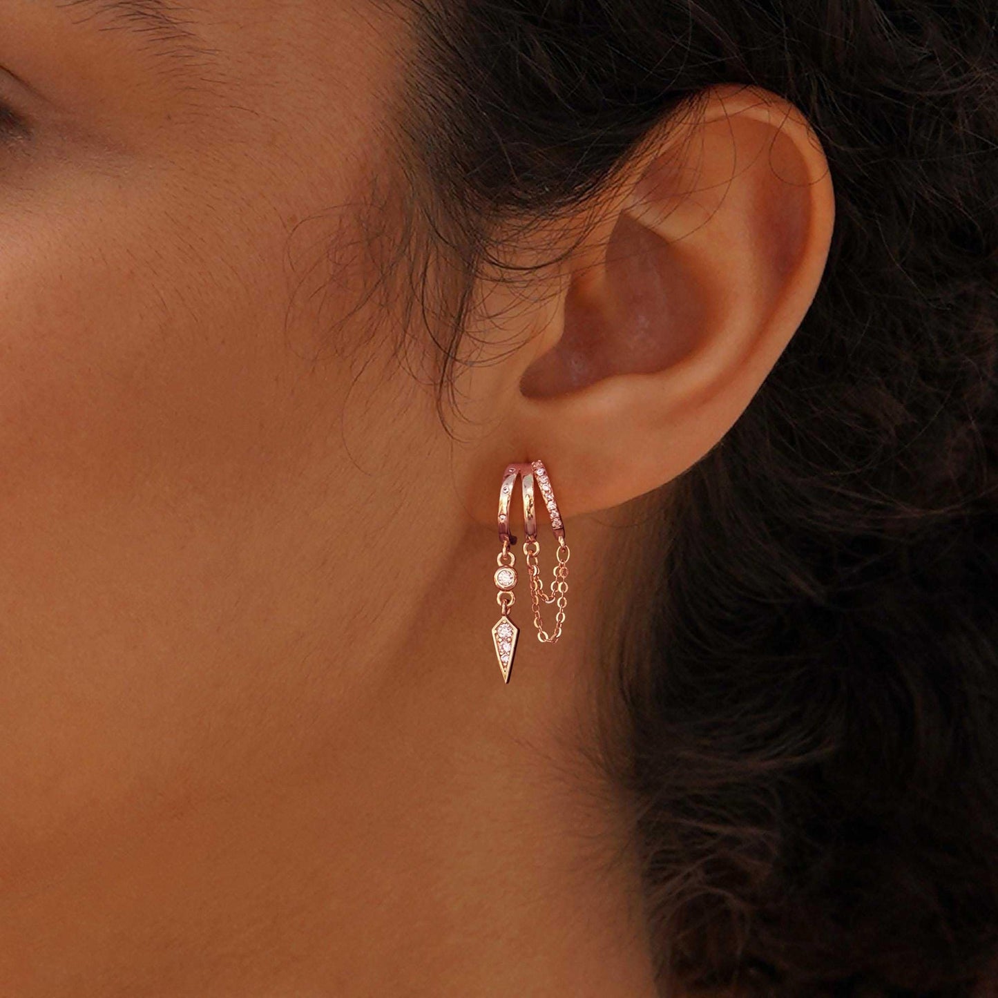 SELSHE Rose Gold Earrings for Women,Long Dangle Drop Earrings Hypoallergenic Statement Hoop Earrings for Women Trendy Rose Jewelry Women's Accessories