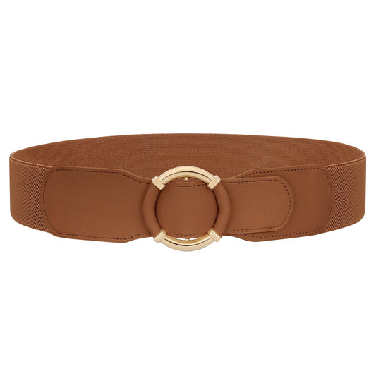 JASGOOD Women Wide Waist Belt Stretchy Elastic Vintage Belts for Dress Ladies Belt with Circle Buckle