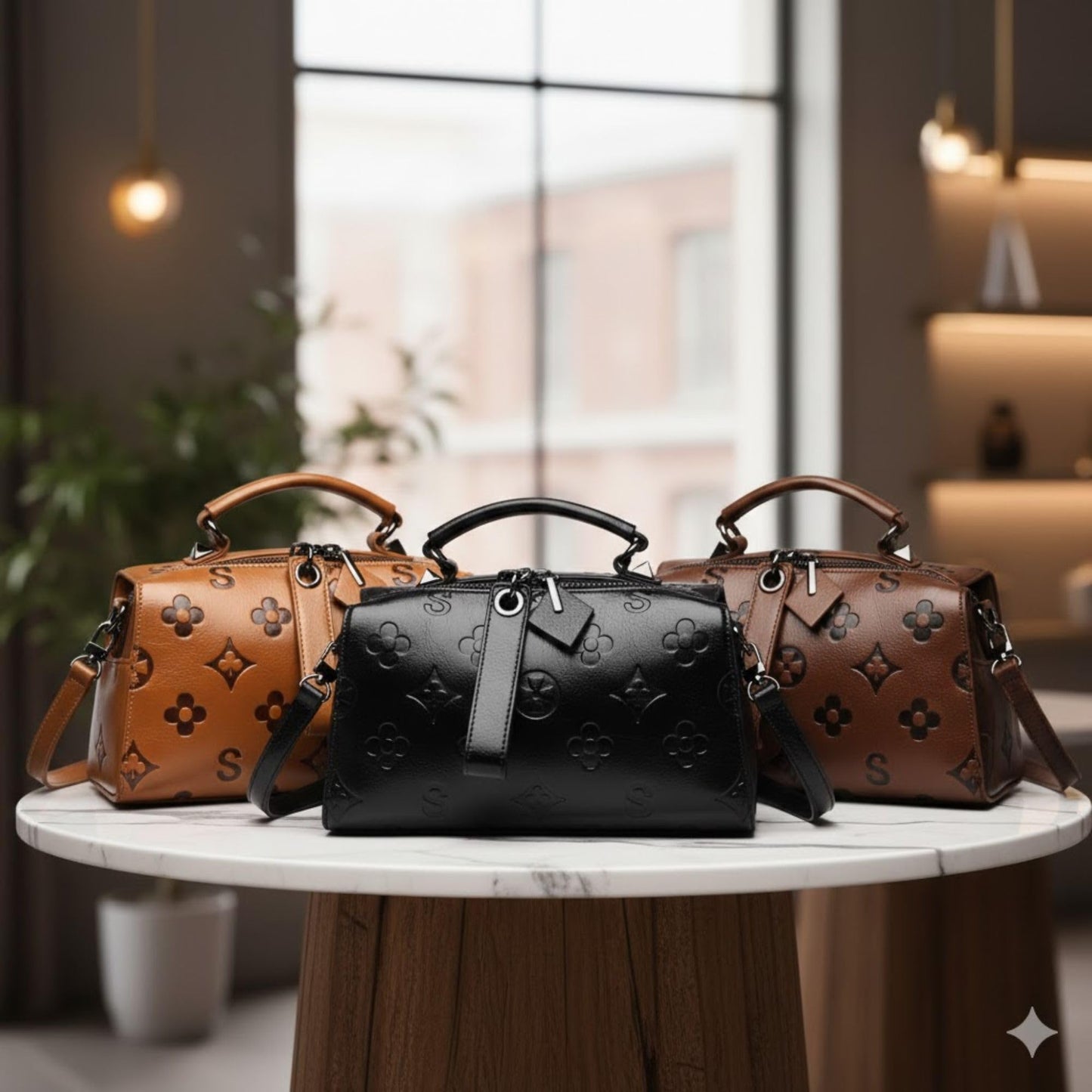 Travistar Crossbody Handbags and Purses Women - Small Retro Embossed Vegan Leather Cross Body Top Handle Handbag Women's Shoulder Bag Trendy Tote Purse Ladies Satchel Bags with Adjustable Strap Brown