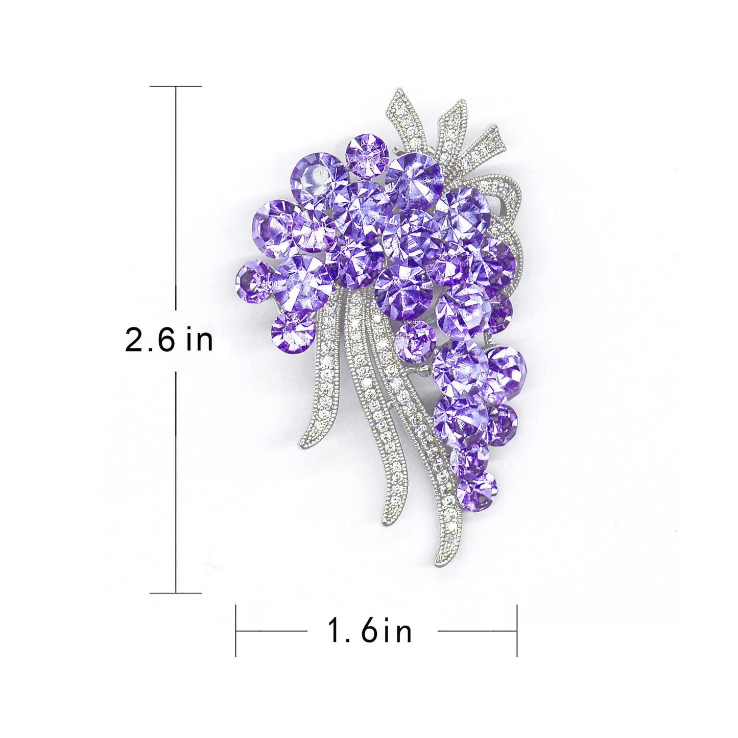 SinglinArt Brooches for Women Girls Purple Flower Rhinestone Crystal Jewelry