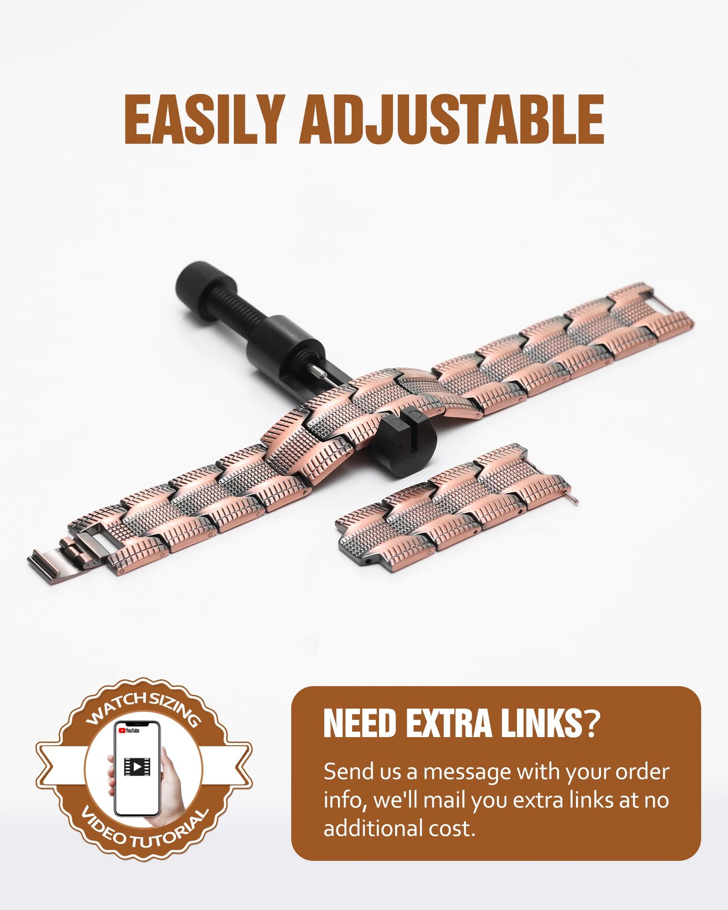 Jecanori Copper Bracelet for Men, 3X Strength Magnetic Bracelets for Men With Ring,Ideal Gift