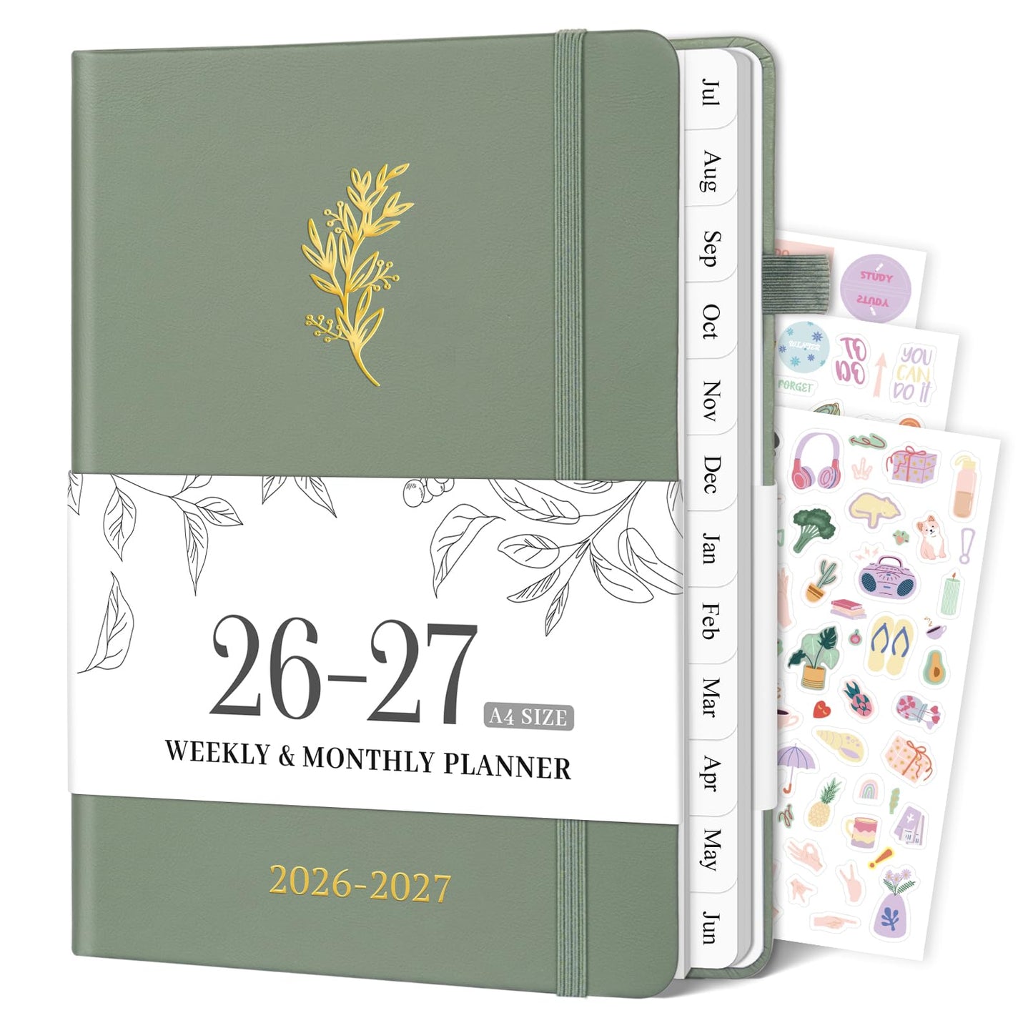 Planner 2026-2027, 8.5" x 11" Weekly and Monthly Planner with Tabs from Jul 2026 - Jun 2027 Academic Year, A4 Large Hardcover Agenda Calendar with Date for School & Office Schedule, Sage Green