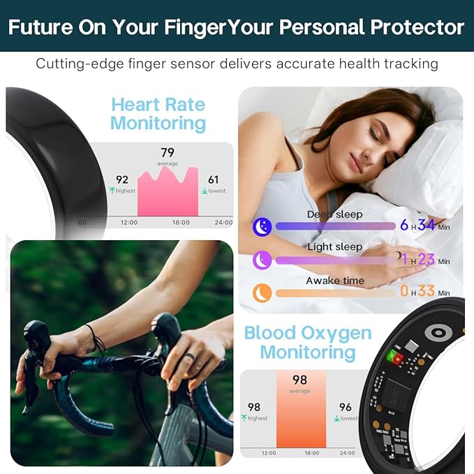 Smart Rings for Women Men,Fitness Tracker Ring,Heart Rate,Blood Oxygen,Blood Pressure,Step Tracker,Sleep Monitoring,No Subscription Fee,IP68 Waterproof Smart Ring for iPhone&Android(Pink 7)