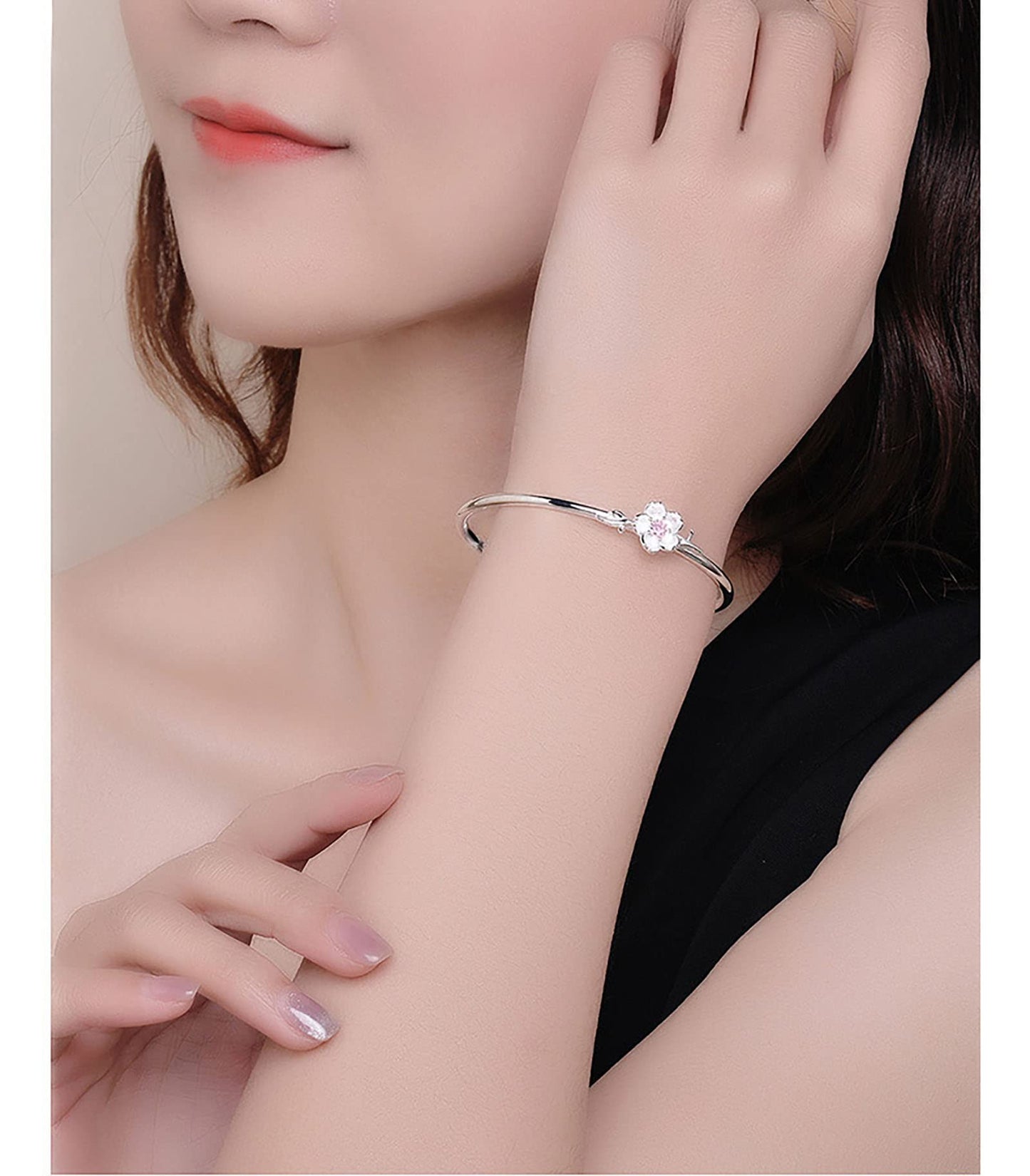 Baoaichi 925 Sterling Silver Bracelet Plated Cuff Bangle Bracelet Fashionable Multi-layer Cross Wire Bangle Bracelet Open Adjustable Wide Cuff Bracelet for Teen Girls Fashion Jewelry (silver K)