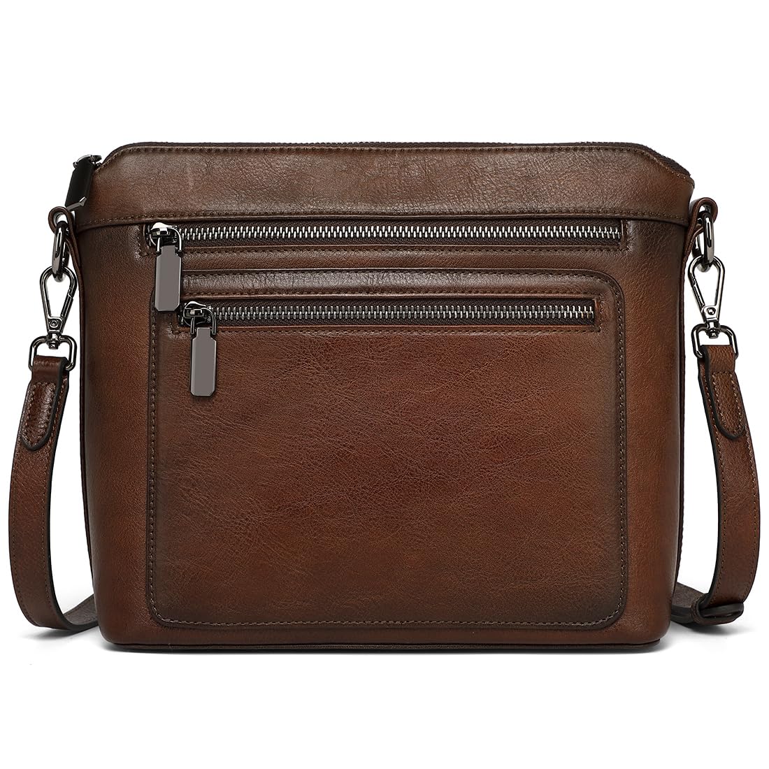 COOLCY Genuine Leather Crossbody Bags for Women Purses and Handbags for Ladies with Multiple Pockets Shoulder Satchel Bag