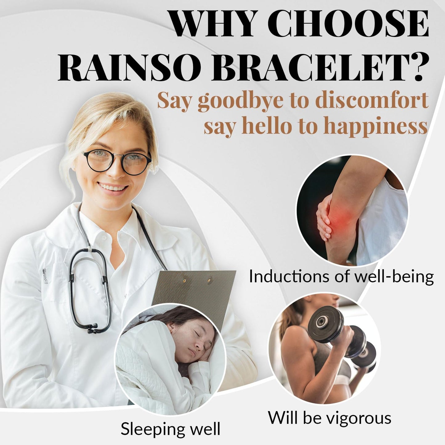 RainSo Elegant Magnetic Bracelet for Women, 3800 Gauss Adjustable Stainless Steel Bracelet, Stylish Jewelry for Daily Wear (Rose Gold)
