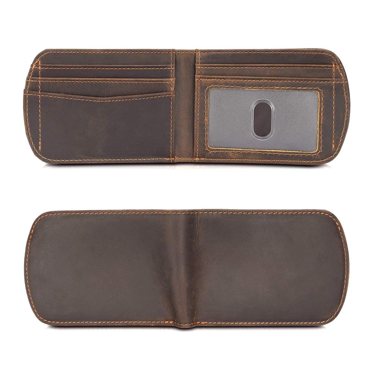 Polare Slim Curve Front Pocket RFID Blocking Italian Real Leather Bifold Wallet for Men (Dark Brown)
