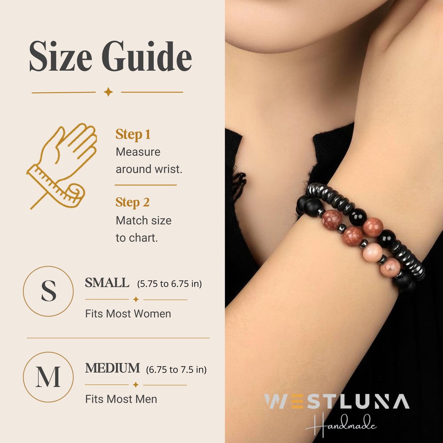 WestLuna Magnetic Hematite Bracelets for Women Men, Adjustable Pink Aventurine Black Obsidian Natural Stone Magnet Beaded Bracelets, Slimming Crystal Chakra Energy Bracelet Gift (Pink Aventurine, Small)