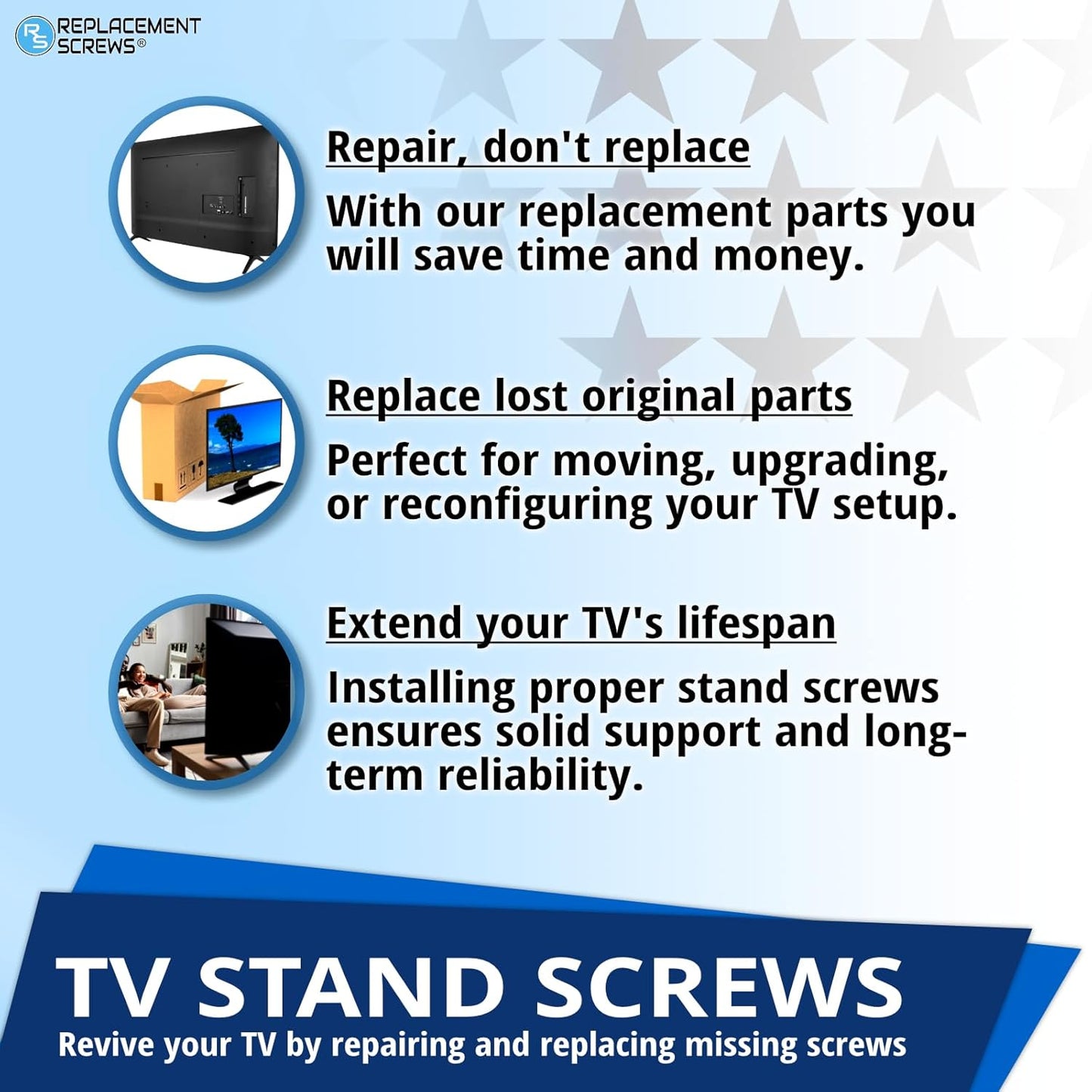 ReplacementScrews 6003-001334 (M4XL14) (8) TV Stand Screws Compatible with Samsung