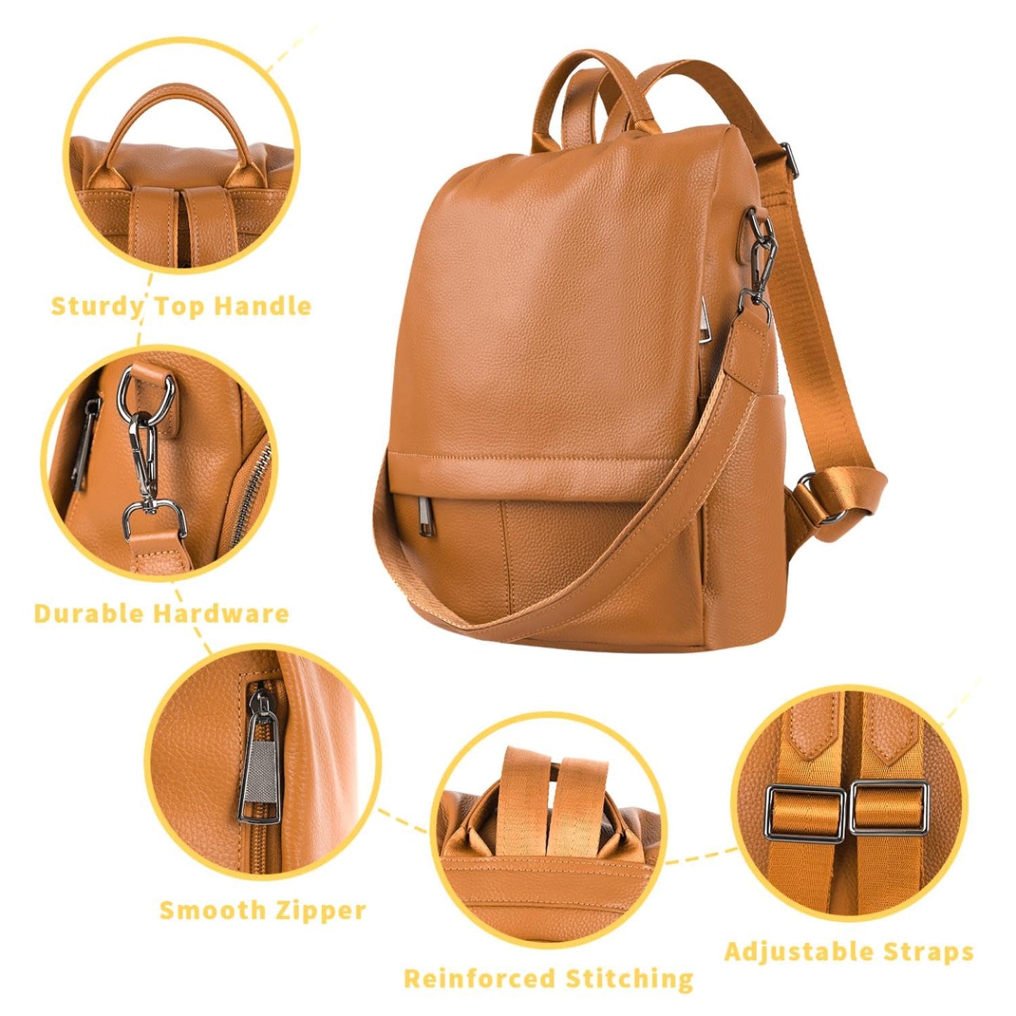 Wesccimo Genuine Leather Antitheft Backpack Purse For Women