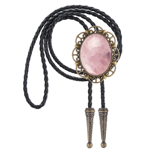 GelConnie Pink Bolo Tie for Women Men Western Cowboy Necktie Rodeo Bola Ties Adjustable Leather Cord Vintage Western Bolo Tie