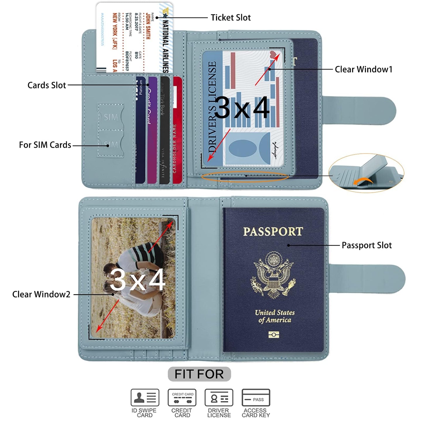 Melsbrinna Rfid Passport Holder for Travel women/Men, Cute Passport Wallet Rfid Blocking Card Slots, Rfid Passport Cover/CaseTravel Wallet, Passport Book Holder (1, Green2)