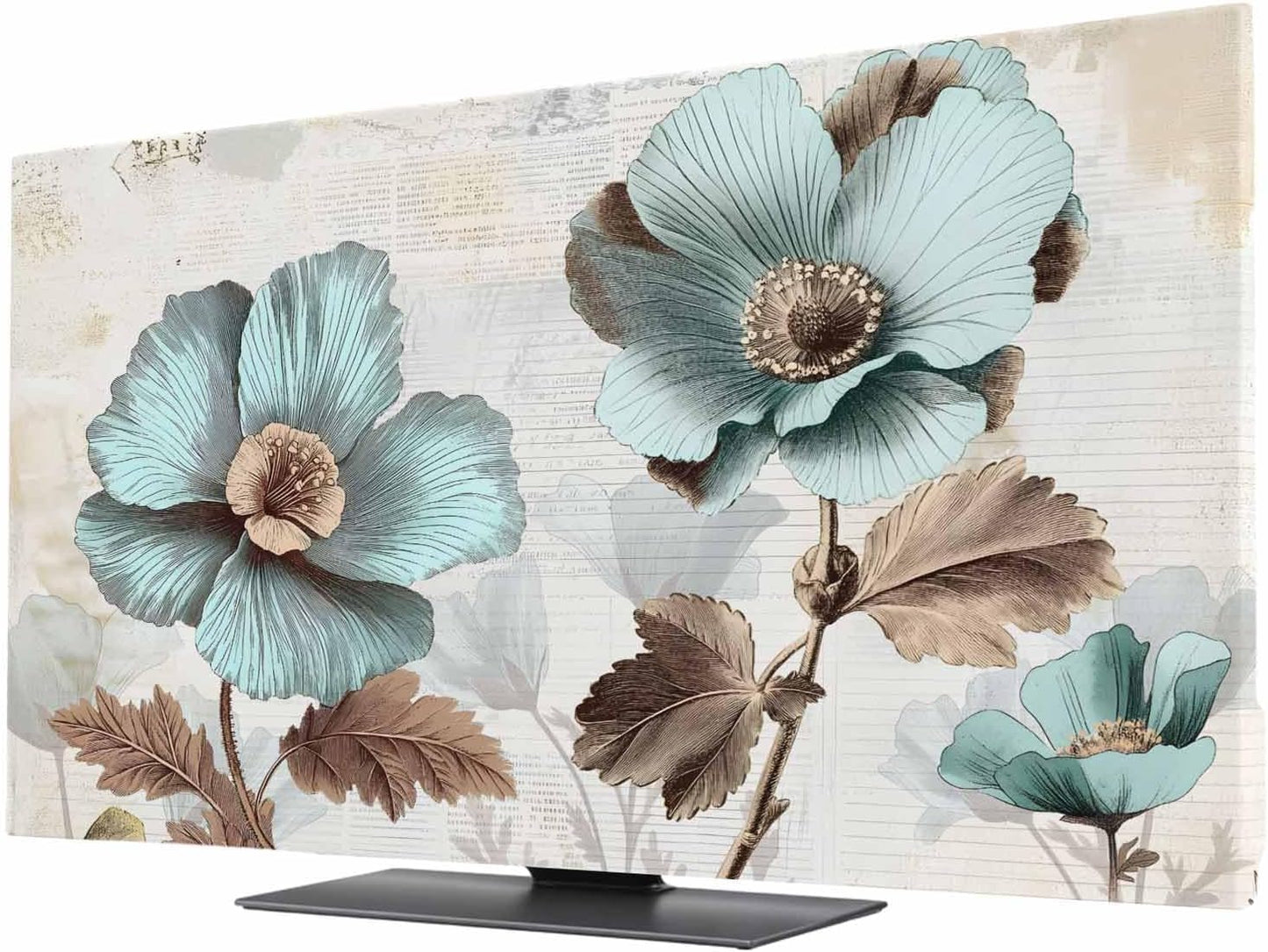 Singingin 85 Inch, Blue Broccoli TV Dust Cover Vintage Flower Victorian Style Computer Monitor Cover Dustproof