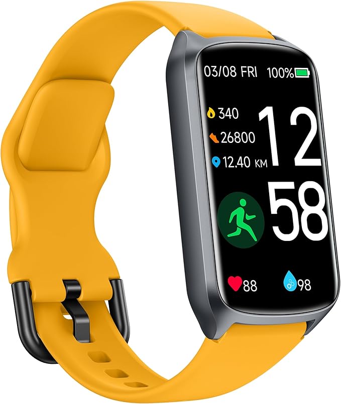 Health Fitness Tracker with 24/7 Heart Rate, Blood Oxygen, Blood Pressure, Sleep Tracker, 5ATM Waterproof Activity Trackers with Step Tracker, Pedometer (S & L Bands Included)