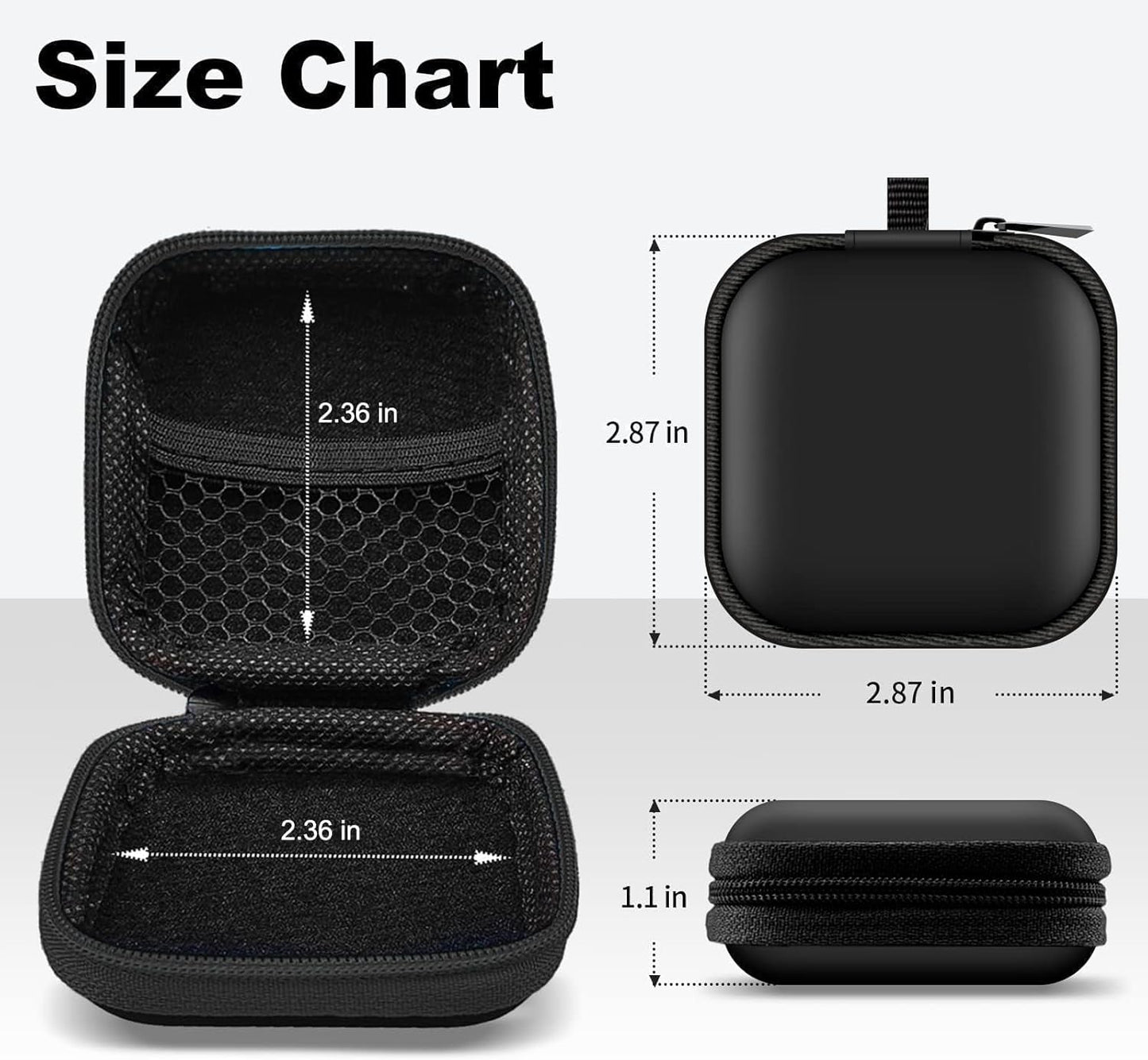 MOLOVA 5 Pack) Earbud Case Portable EVA Carrying Case Storage Bag Cell Phone Accessories Organizer with Carabiner