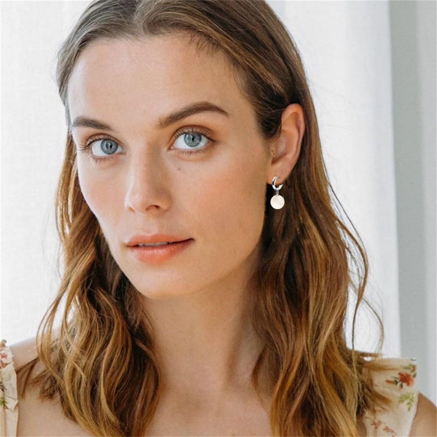 QLYOVWE Handmade Jade Earrings Basic Gemstone Round 12MM Bead Ball Drop Dangle Earrings Rose Quartz Stone Natural Agate Bead Jade Drop Earrings for Women