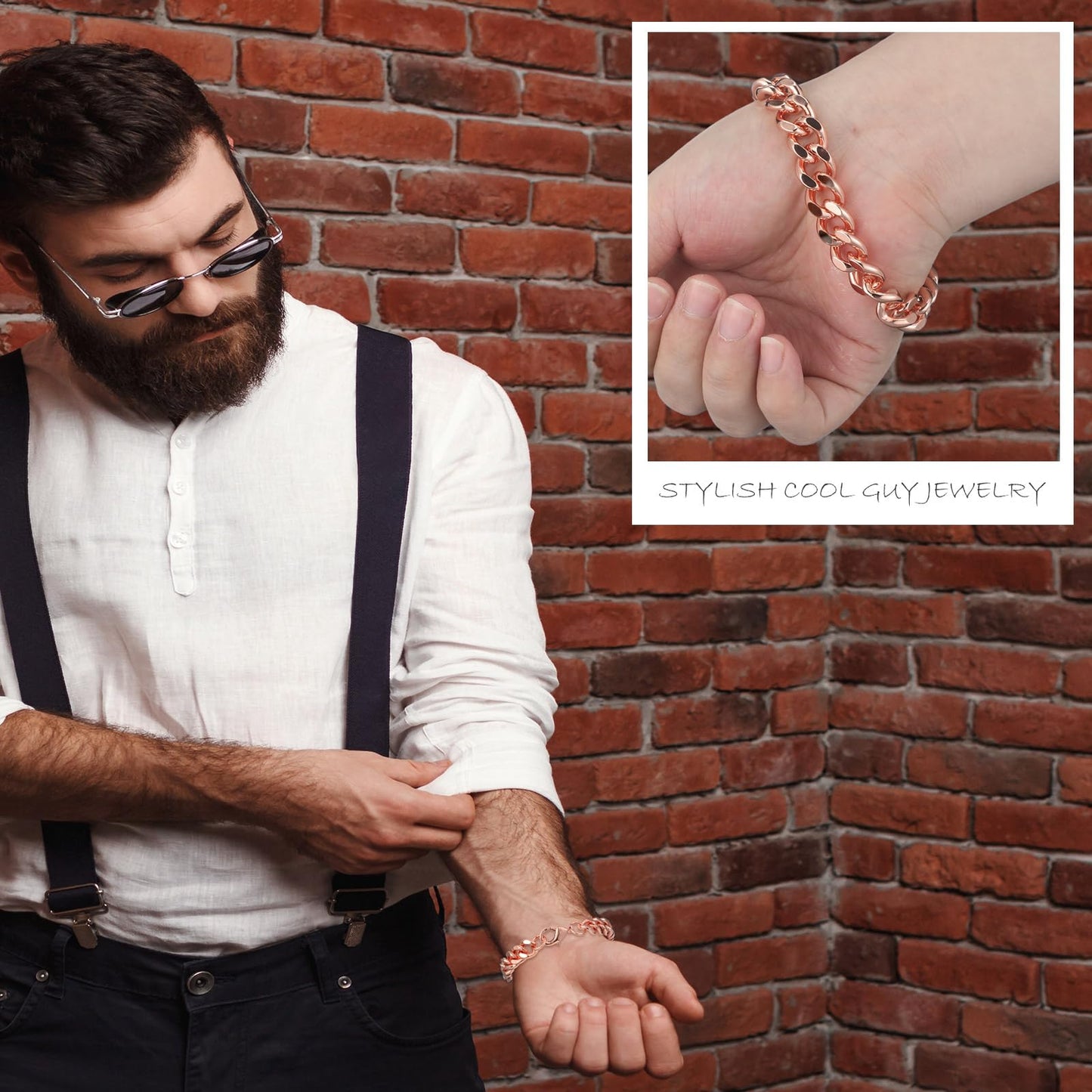 Tondiamo Copper Bracelet for Men Valentine Jewelry Gift 1 Unit Men's Solid Copper Link Pure Bracelets for Women Health Jewelry Gift
