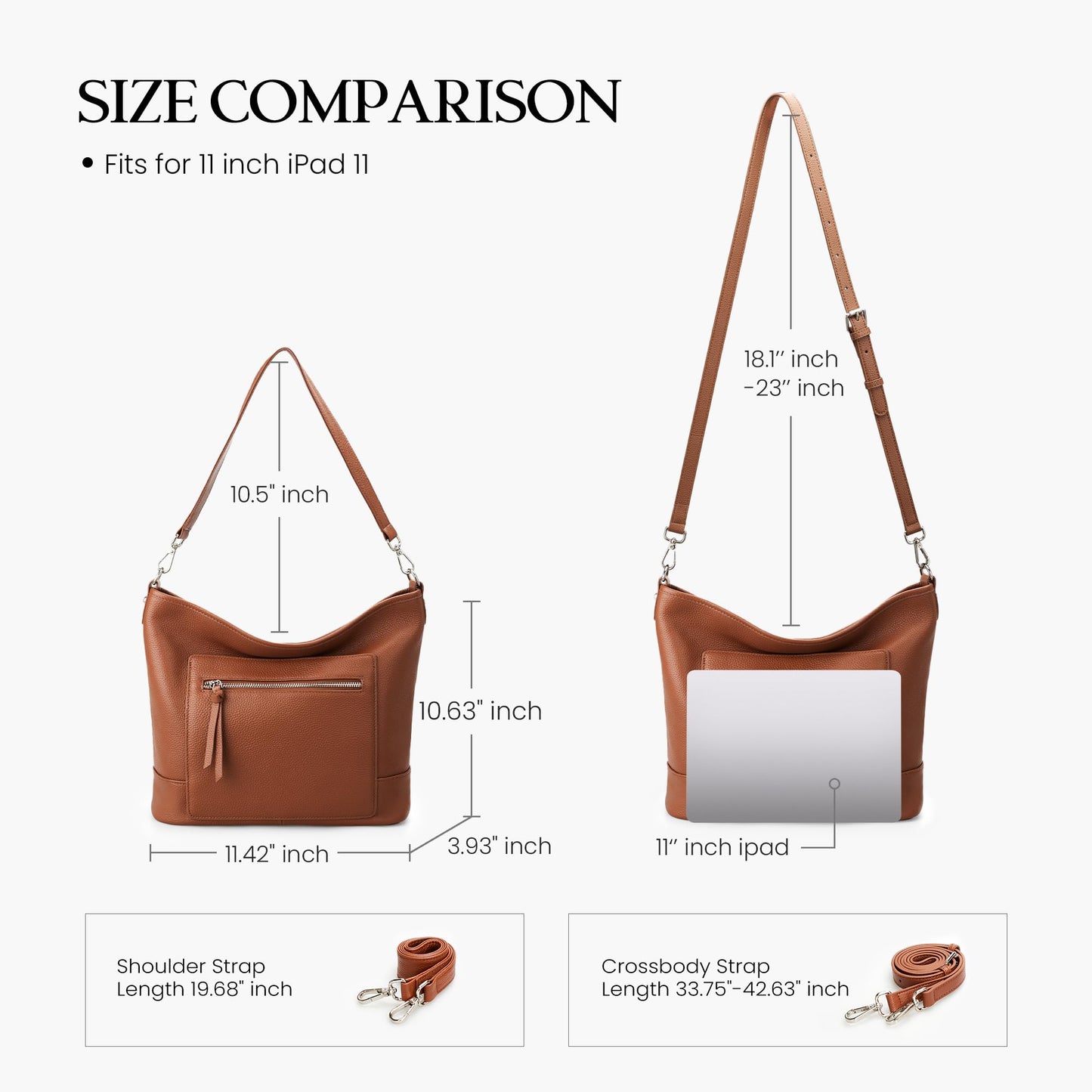 befen Real Leather Crossbody Bucket Bags for Women, Women's Lightweight Cross Over Shoulder Purses with Multiple Compartments Brown Large Leather Bag