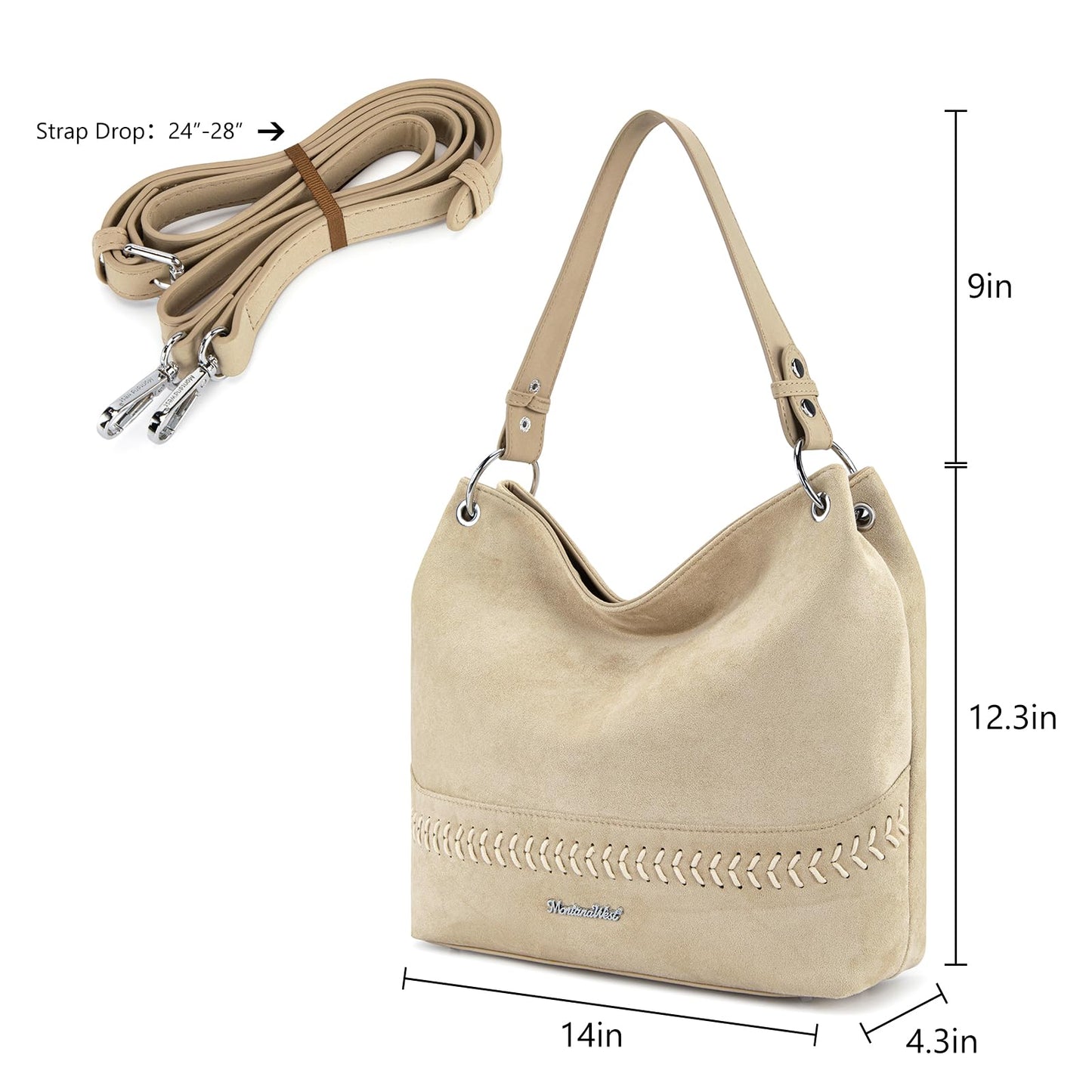 Montana West Hobo Bag Faux Suede Purses for Women Tote Handbag Shoulder Bags with Crossbody Strap MWC-640TN