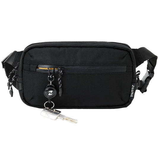 2L Sling Bag for Men & Women - Anti-Theft RFID Blocking Fanny Pack with Lockable Zippers, Water Resistant Lightweight Crossbody Bag for Travel Hiking Running Gym Walking Daily Use(Black)