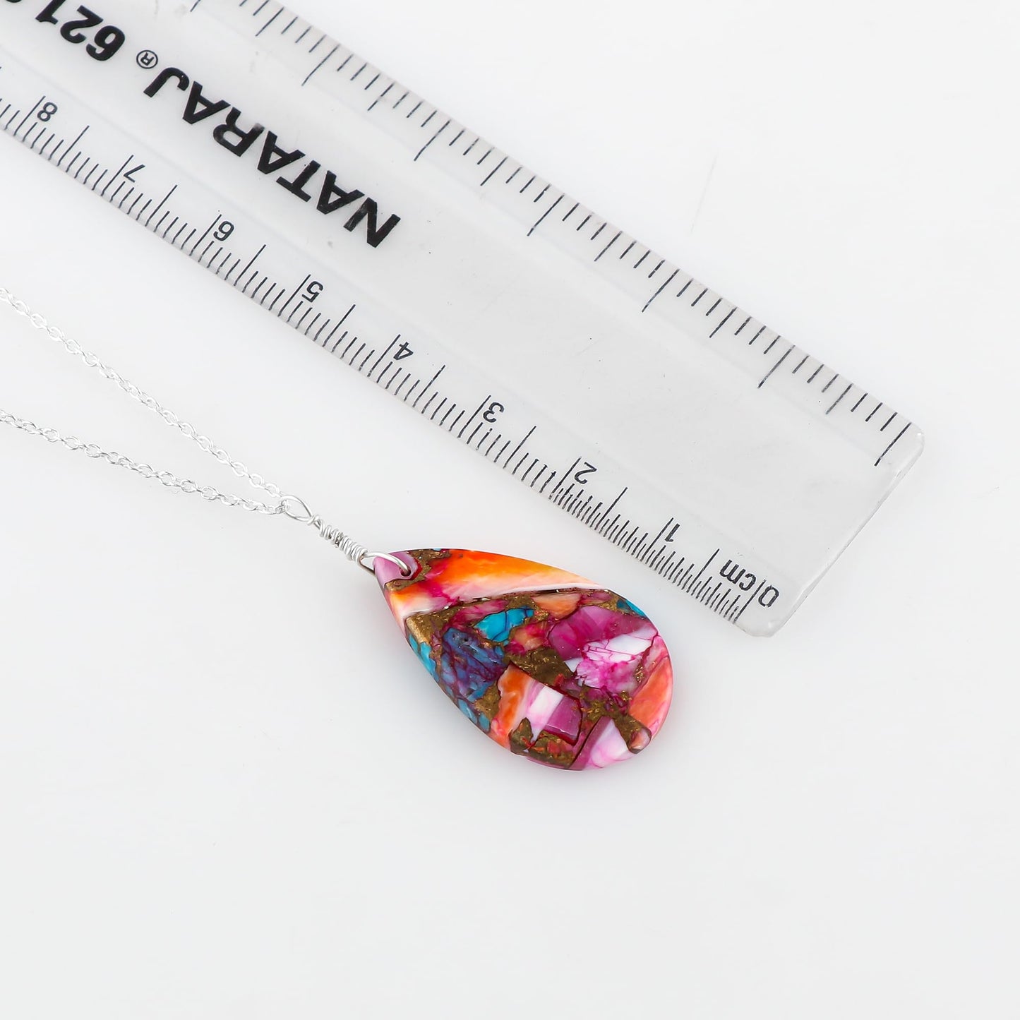 Yashee Natural Turquoise Pear Shape Crystals Pendant Necklace, Chakra Energy Healing Gemstone, Real Crystal, Top Grade, Beautiful Women Simple Jewelry, Dainty Silver Plated Jewelry 18 inch