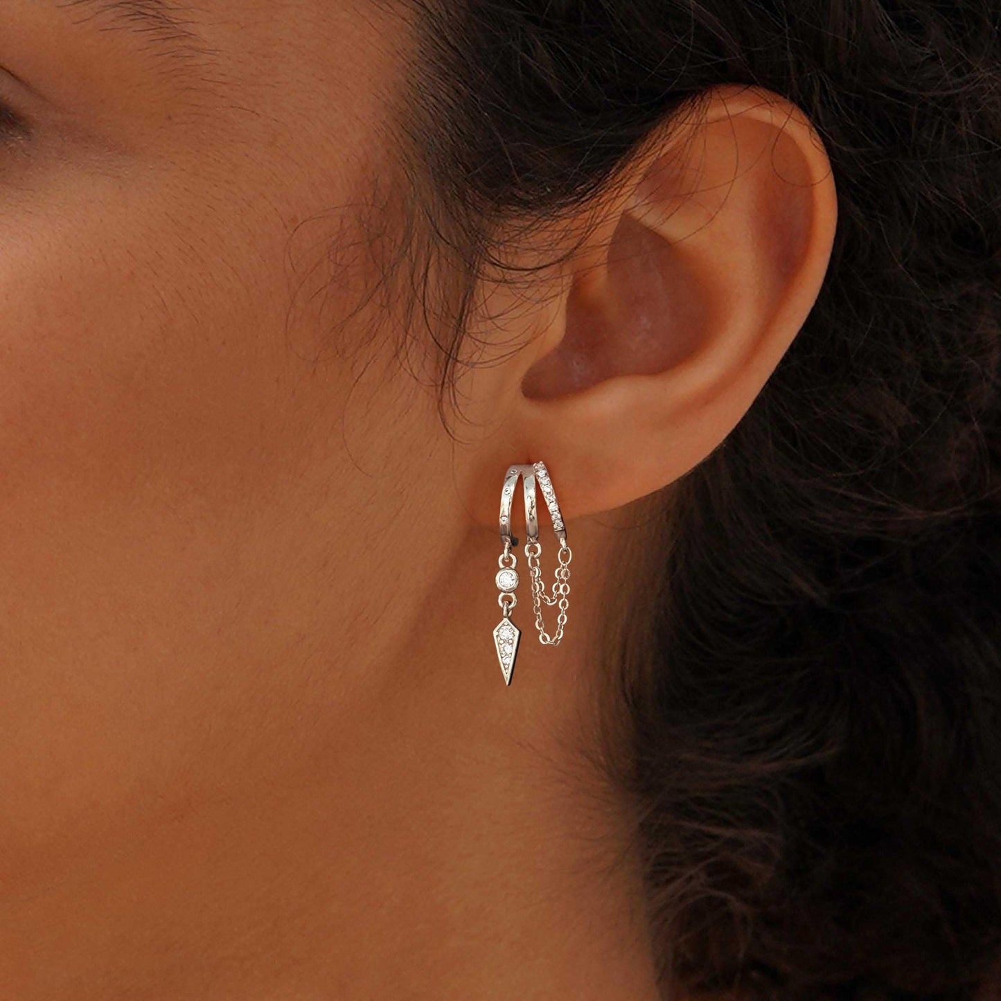 SELSHE Silver Earrings for Women, Dainty Silver Dangle Drop Earrings Hypoallergenic Statement Silver Huggie Hoop Earrings for Women Trendy Fashion Small Silver Earring Chunky Jewelry