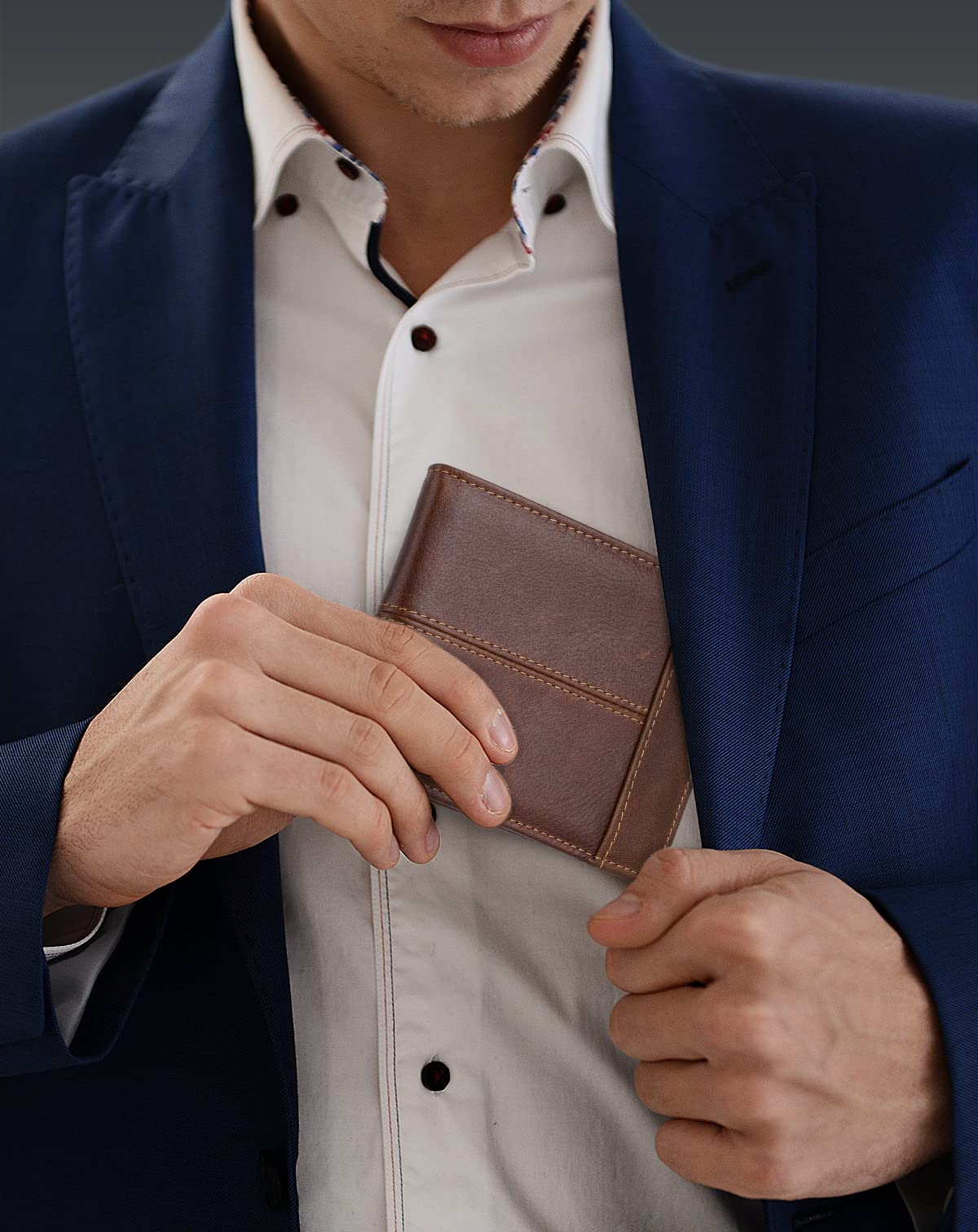 Swallowmall Mens Wallet Rfid Blocking Leather Wallet for Men Bifold Wallets with 1 ID Window 16 Card Slot
