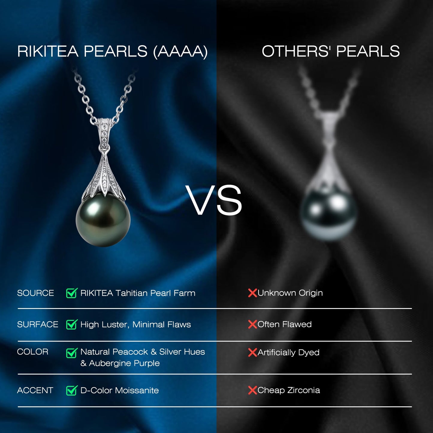 Natural Tahitian Black Pearl Necklace 12-13mm - Christmas Gift for Women Wife, Mom, daughter, Jewelry Gifts for Wedding Anniversary Birthday, Seawater Pearl with Sterling Silver Moissanite Pendant