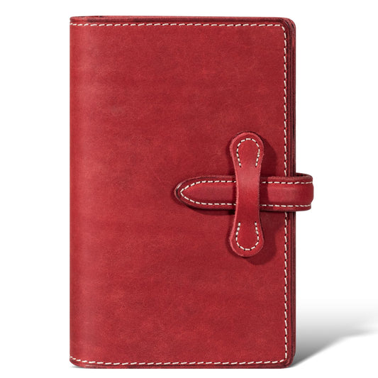 une diffe Leather Passport Holder for Travel Women Men, RFID Blocking Card Slot, Top-Grain leather with Magic Buckle, Boarding Pass Pocket,Retro Passport Wallet,Red