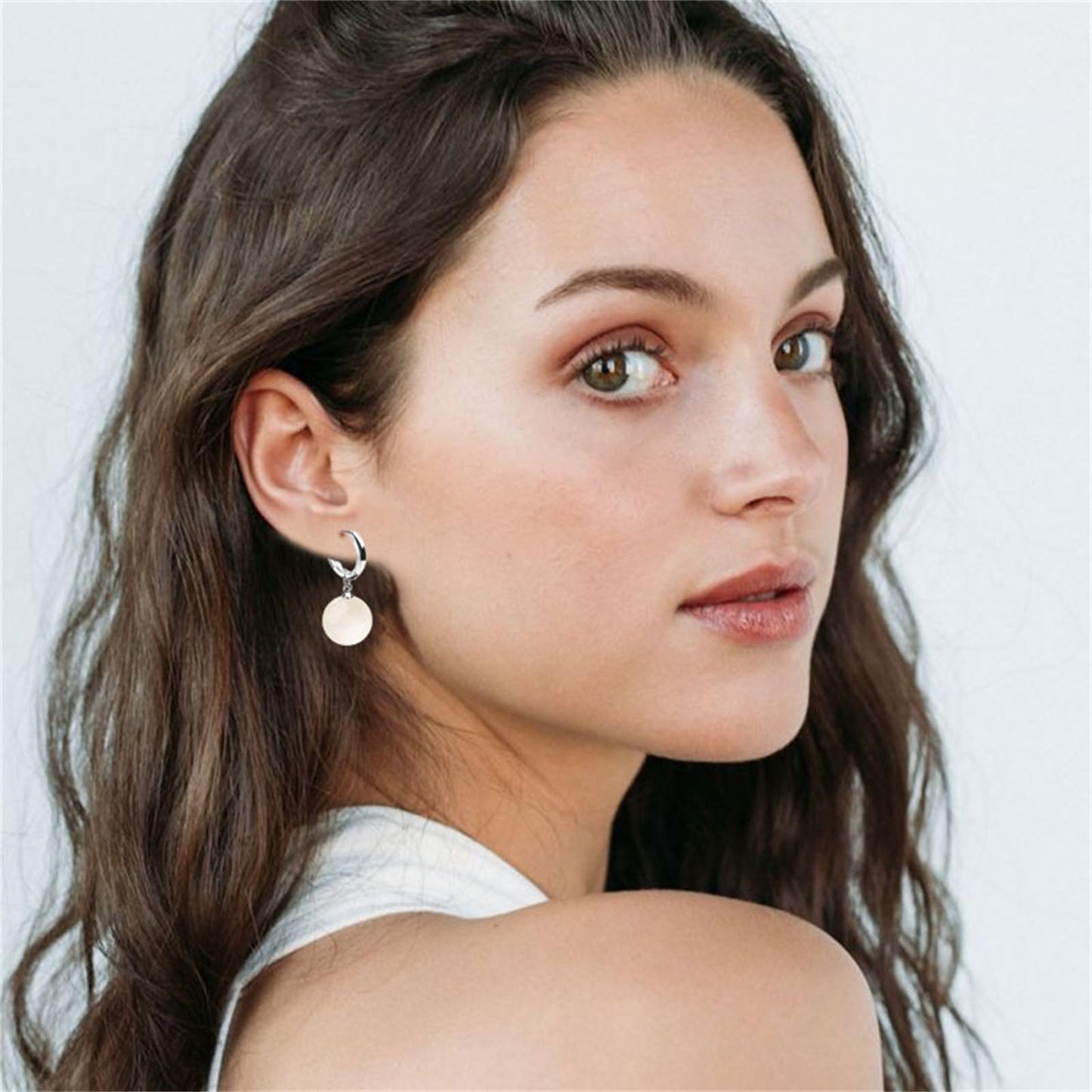 QLYOVWE Handmade Jade Earrings Basic Gemstone Round 12MM Bead Ball Drop Dangle Earrings Rose Quartz Stone Natural Agate Bead Jade Drop Earrings for Women